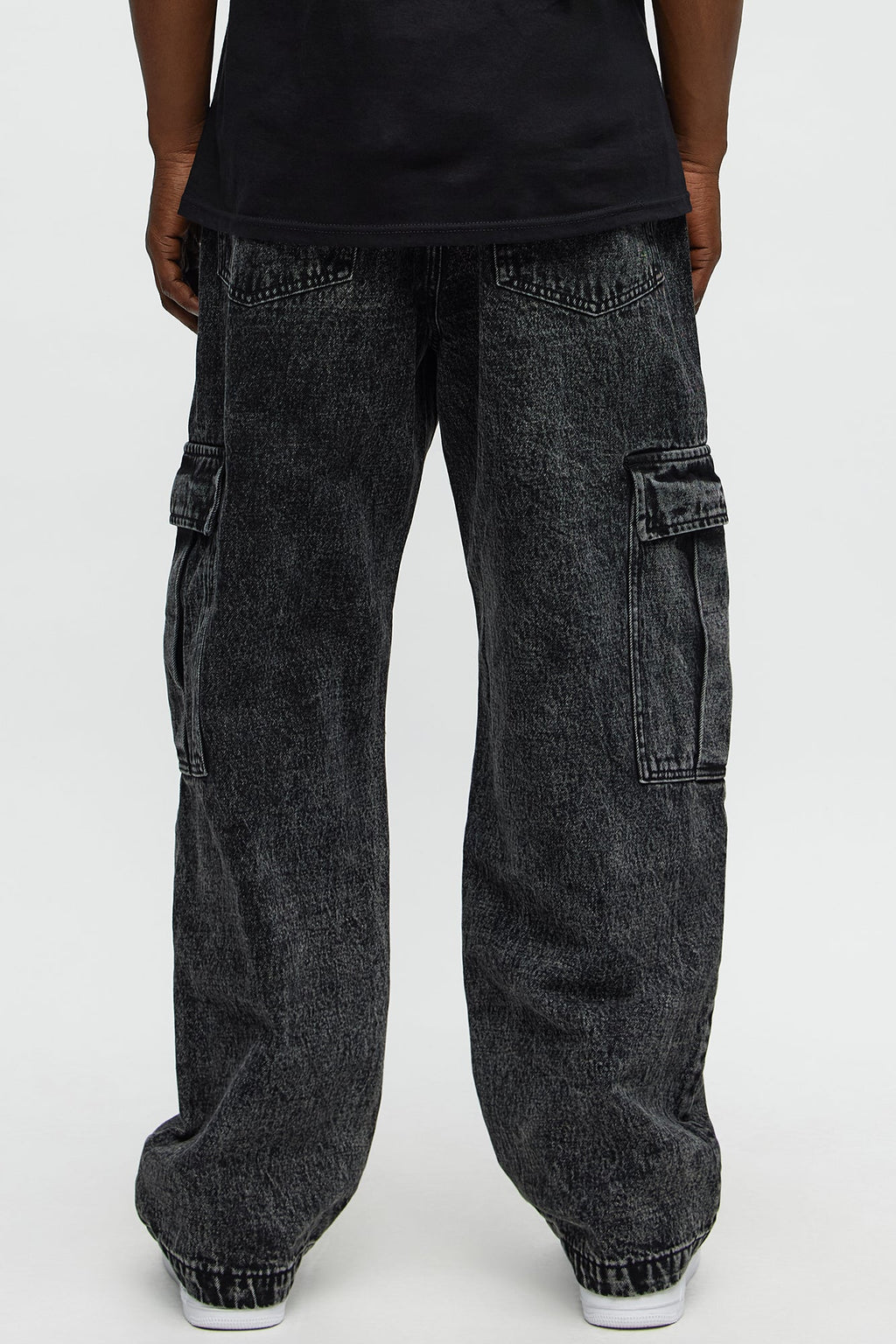 Baggy Minor Panel Cargo Jeans - Black Wash
