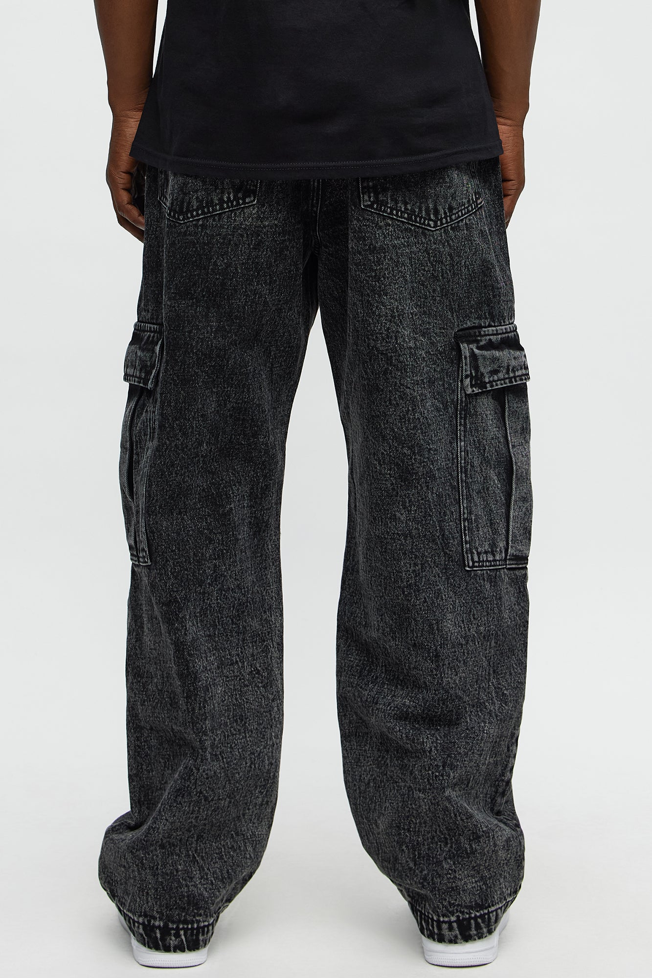 Baggy Minor Panel Cargo Jeans - Black Wash