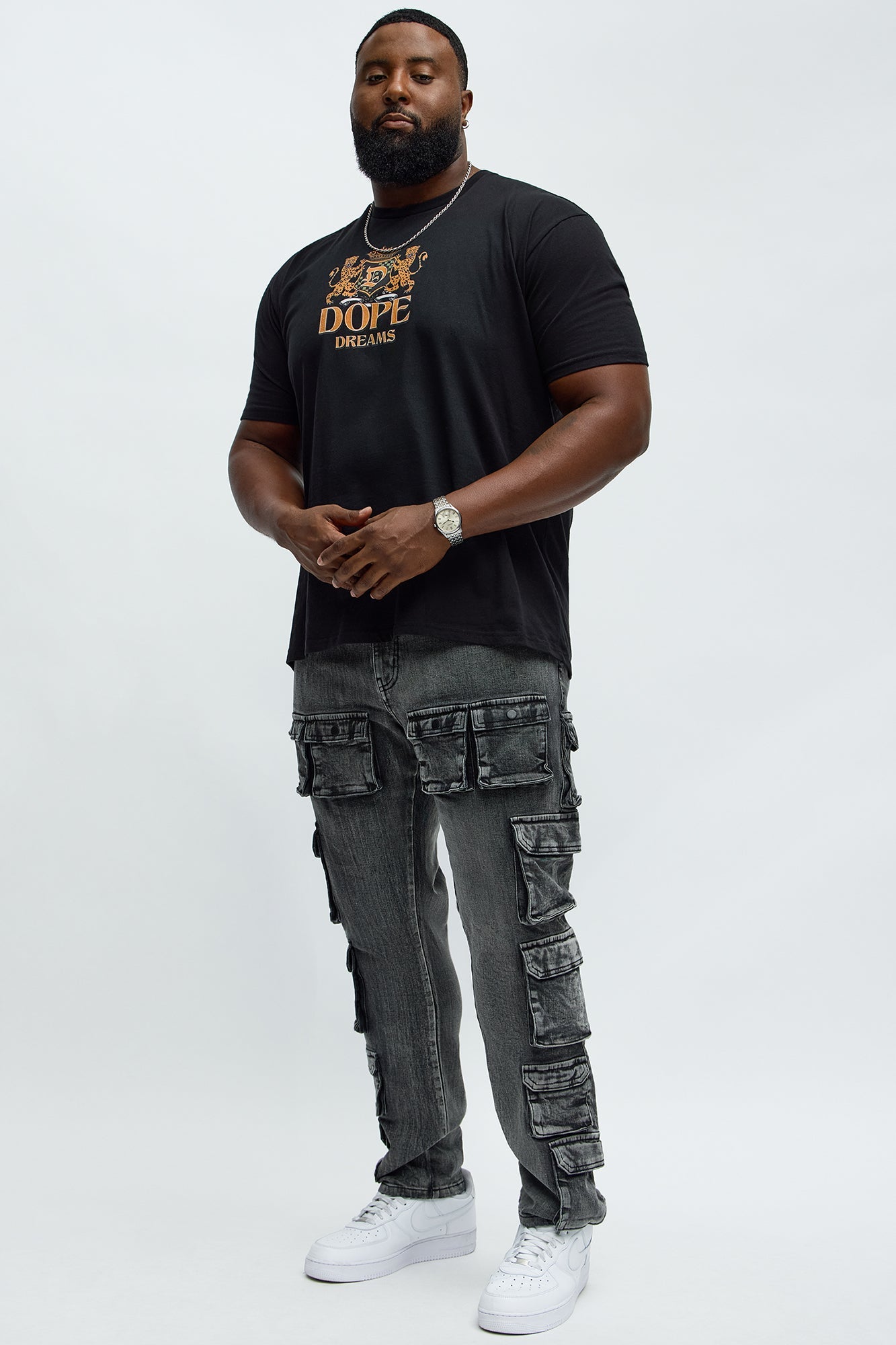 Utility Many Pockets Slim Jeans - Black Wash
