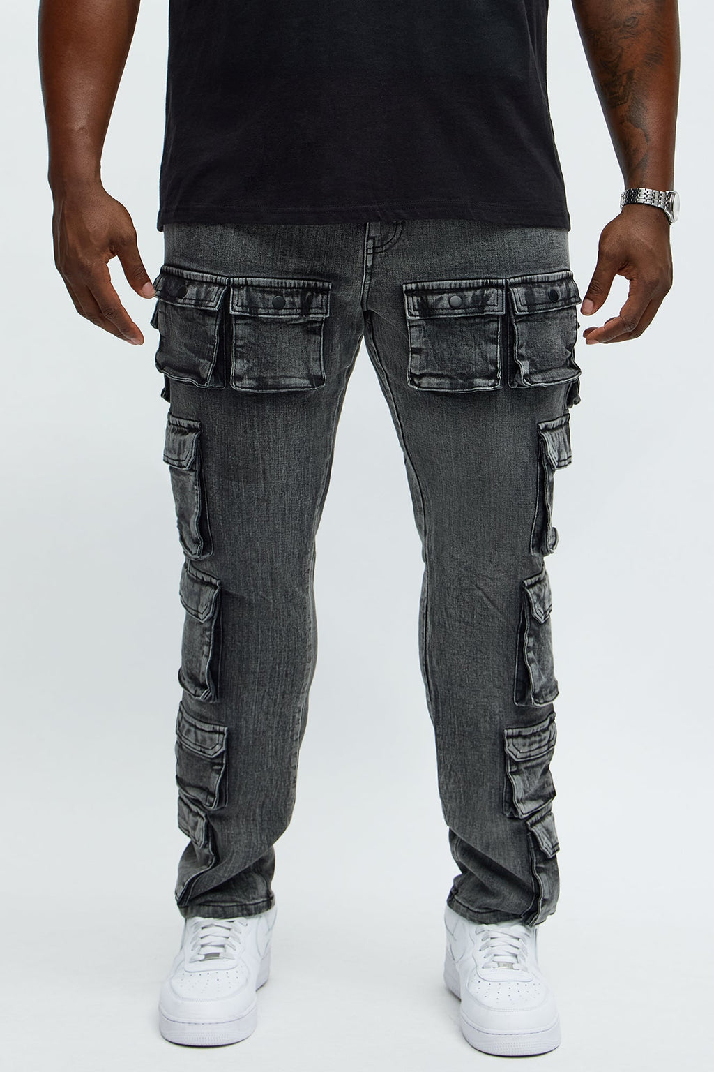 Utility Many Pockets Slim Jeans - Black Wash