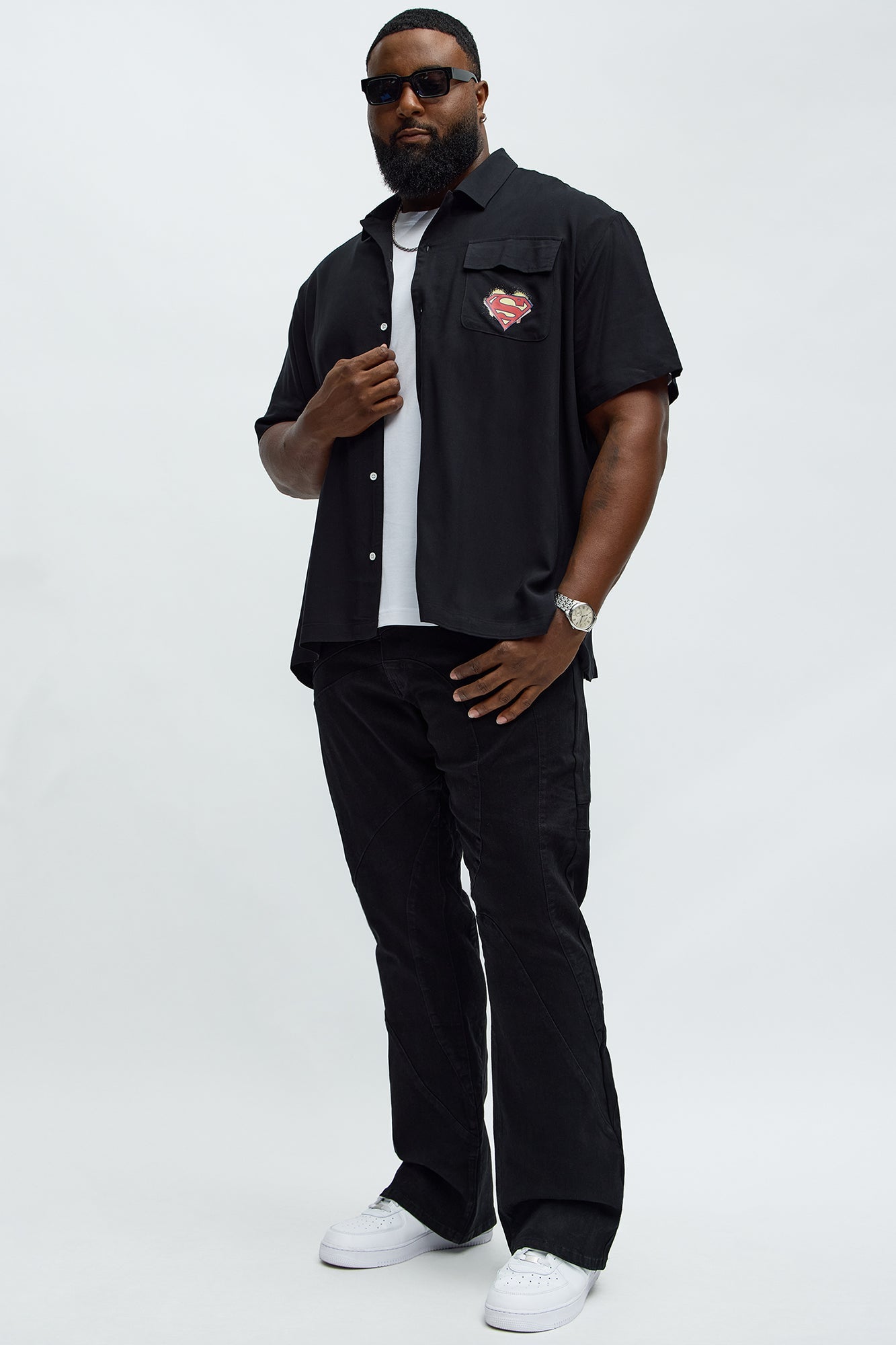 Have A Good One Paneled Stacked Slim Flare Jeans - Black
