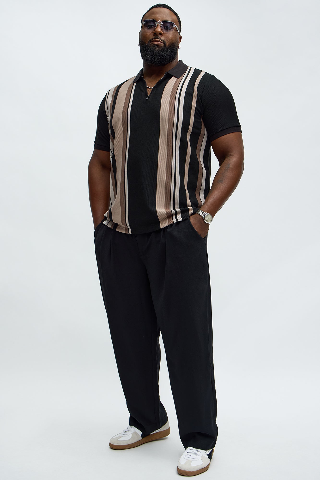 Golden Hour Straight Double Pleated Trouser - Black