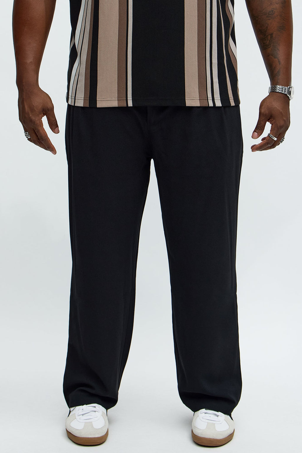 Golden Hour Straight Double Pleated Trouser - Black