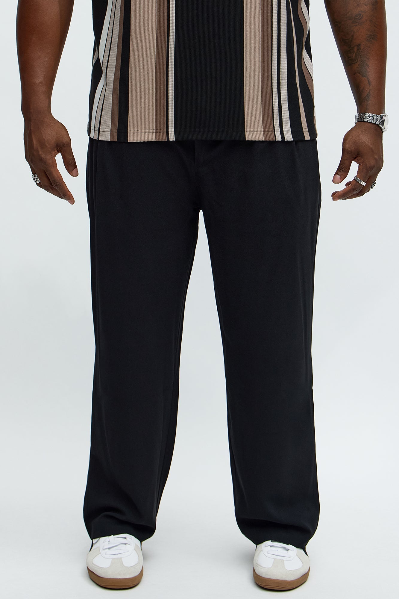 Golden Hour Straight Double Pleated Trouser - Black