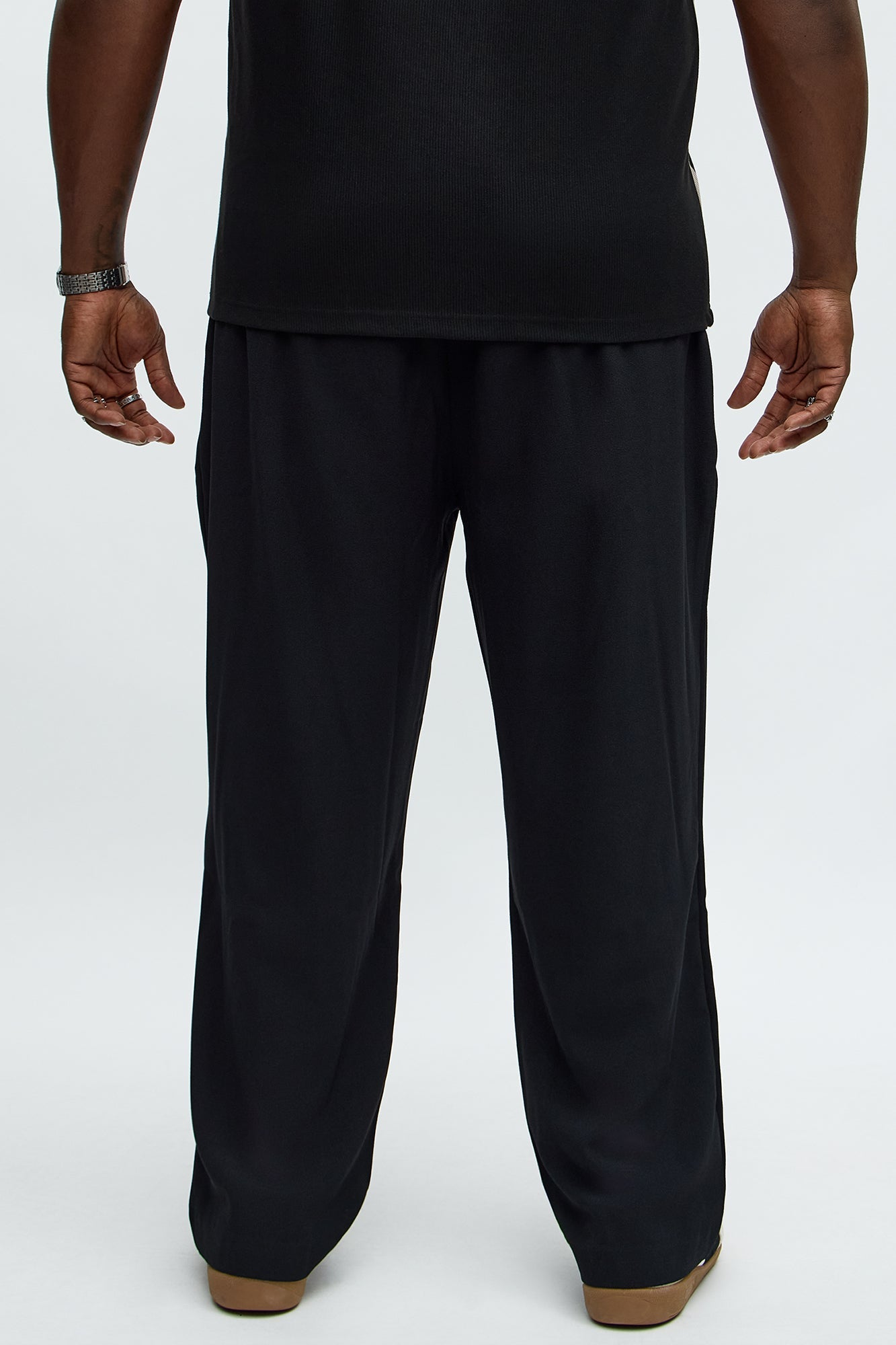 Golden Hour Straight Double Pleated Trouser - Black
