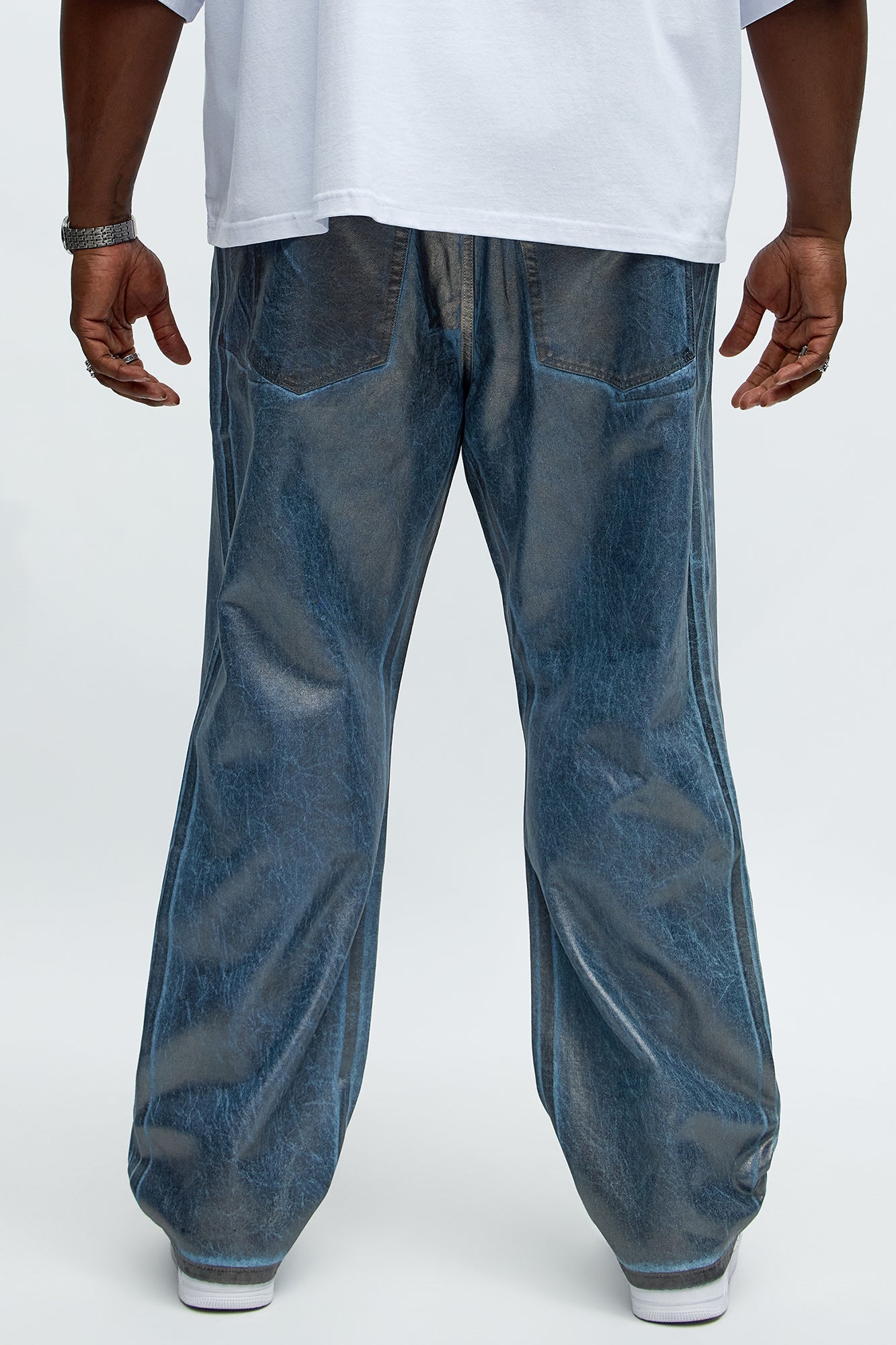 Straight Don't Foil Me Waxed Jeans - Blue/Silver