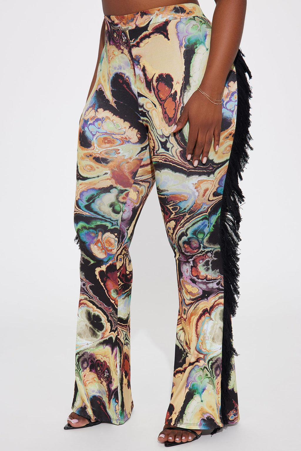 All At Once Fringe Flare Pant - Yellow/combo