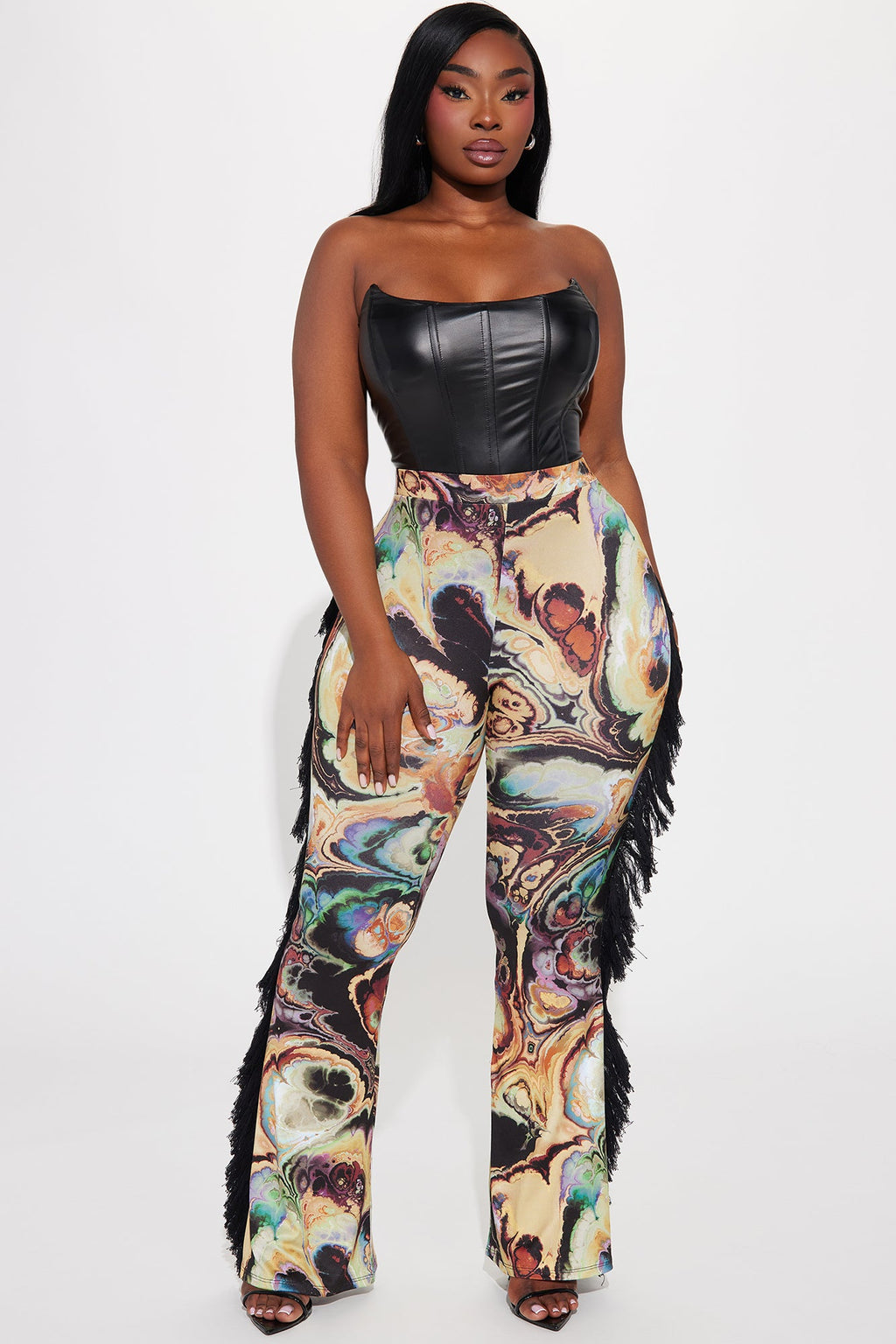 All At Once Fringe Flare Pant - Yellow/combo