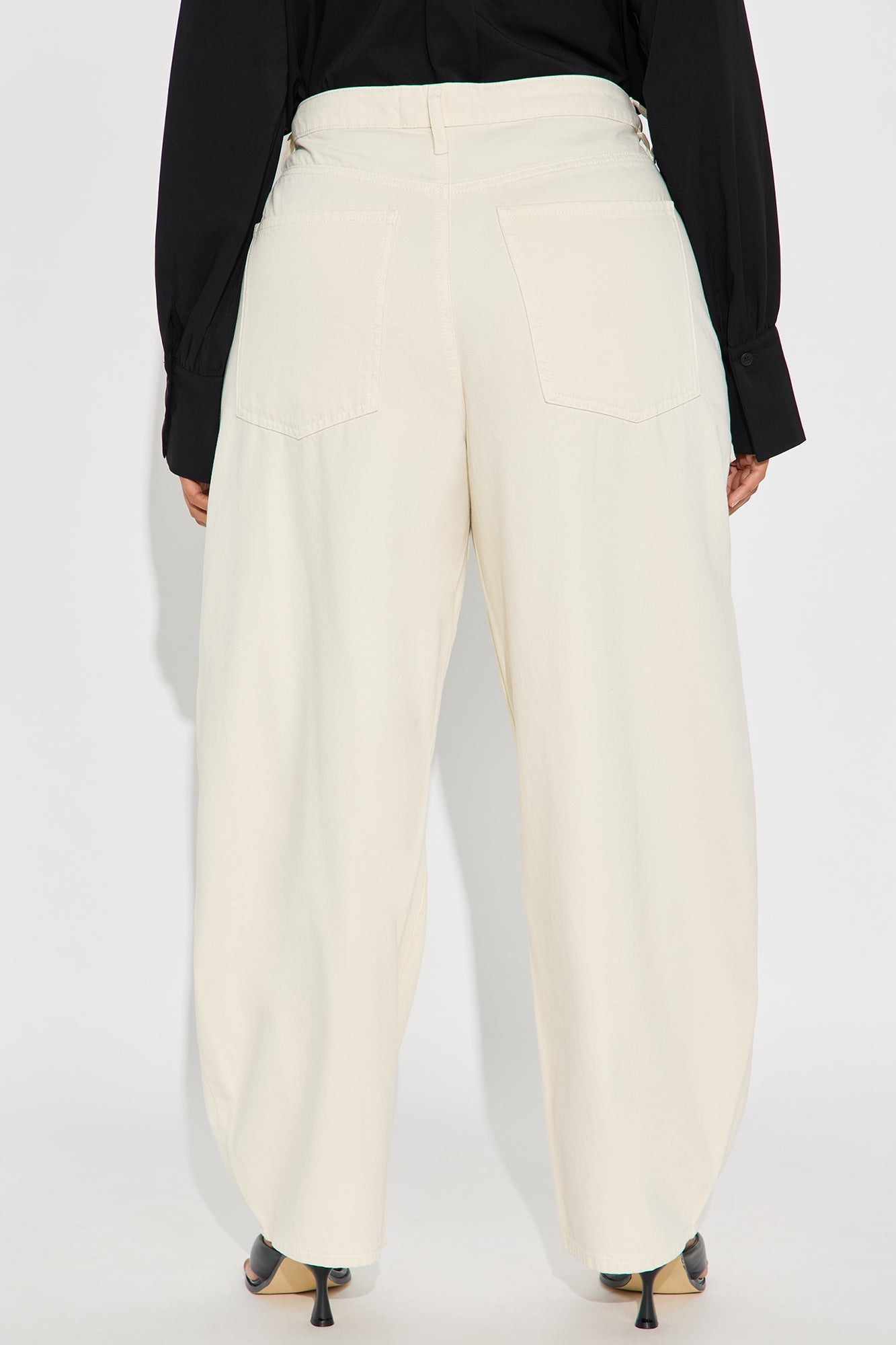 Alexandra Cargo Twill Wide Leg Barrel Pant - Cream