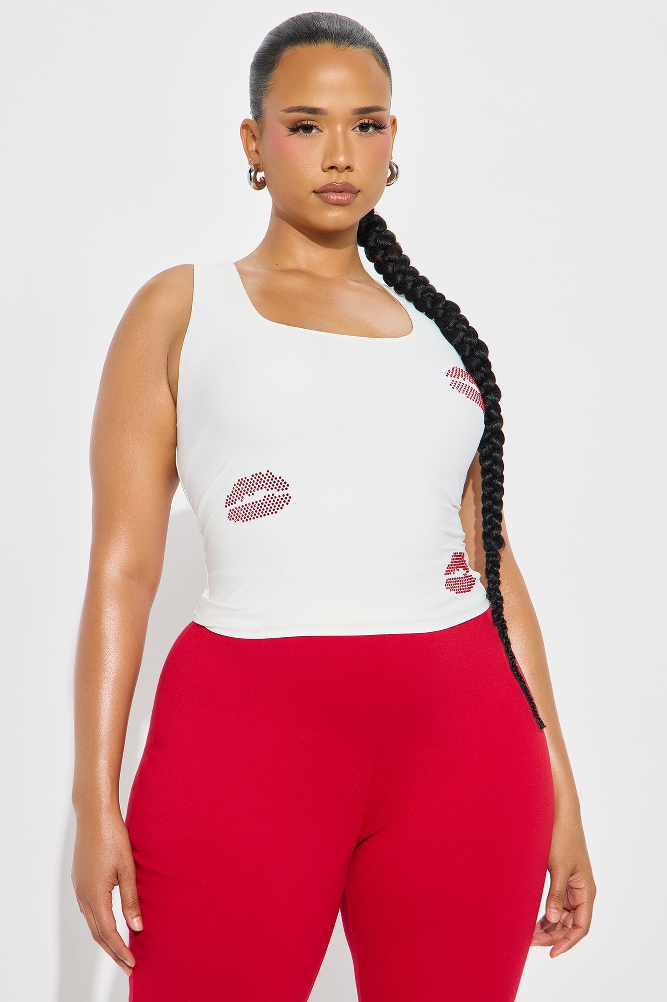 First Kiss Embellished Rhinestone Tank Top - White