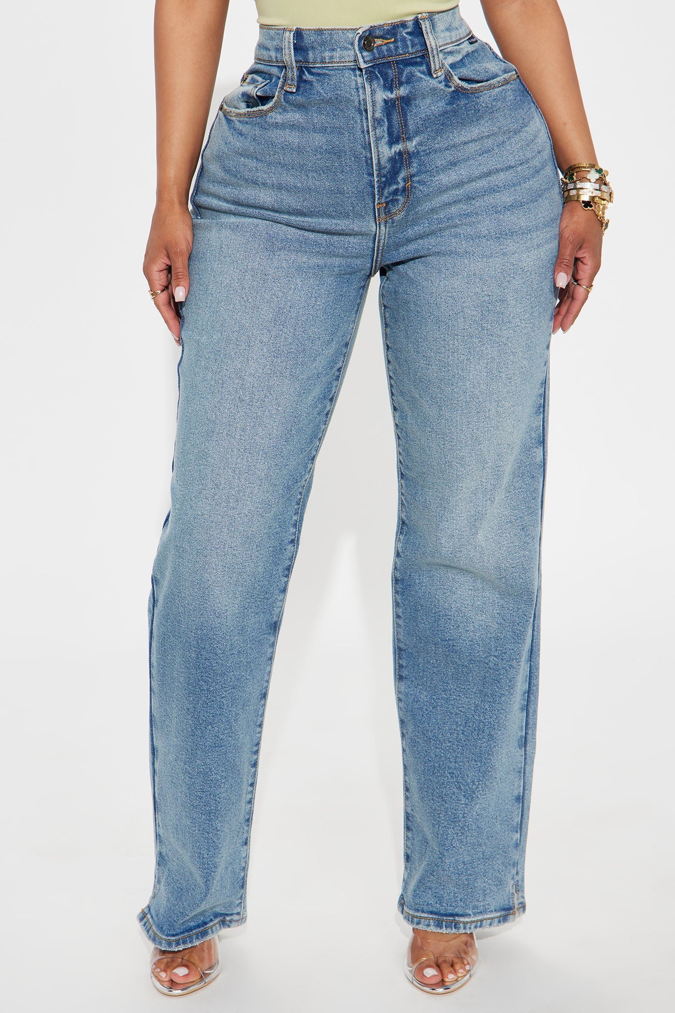 Skylar Split Hem Dad Jeans - Medium Wash