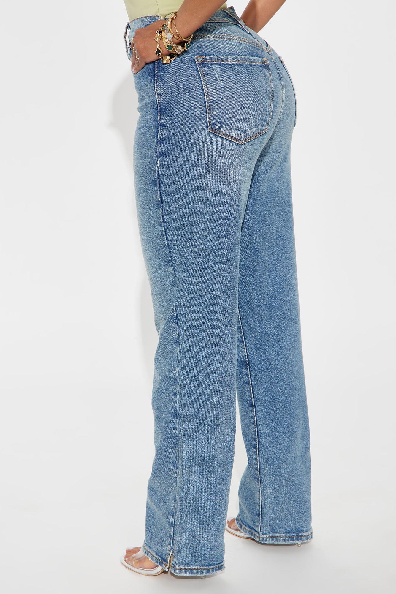 Skylar Split Hem Dad Jeans - Medium Wash