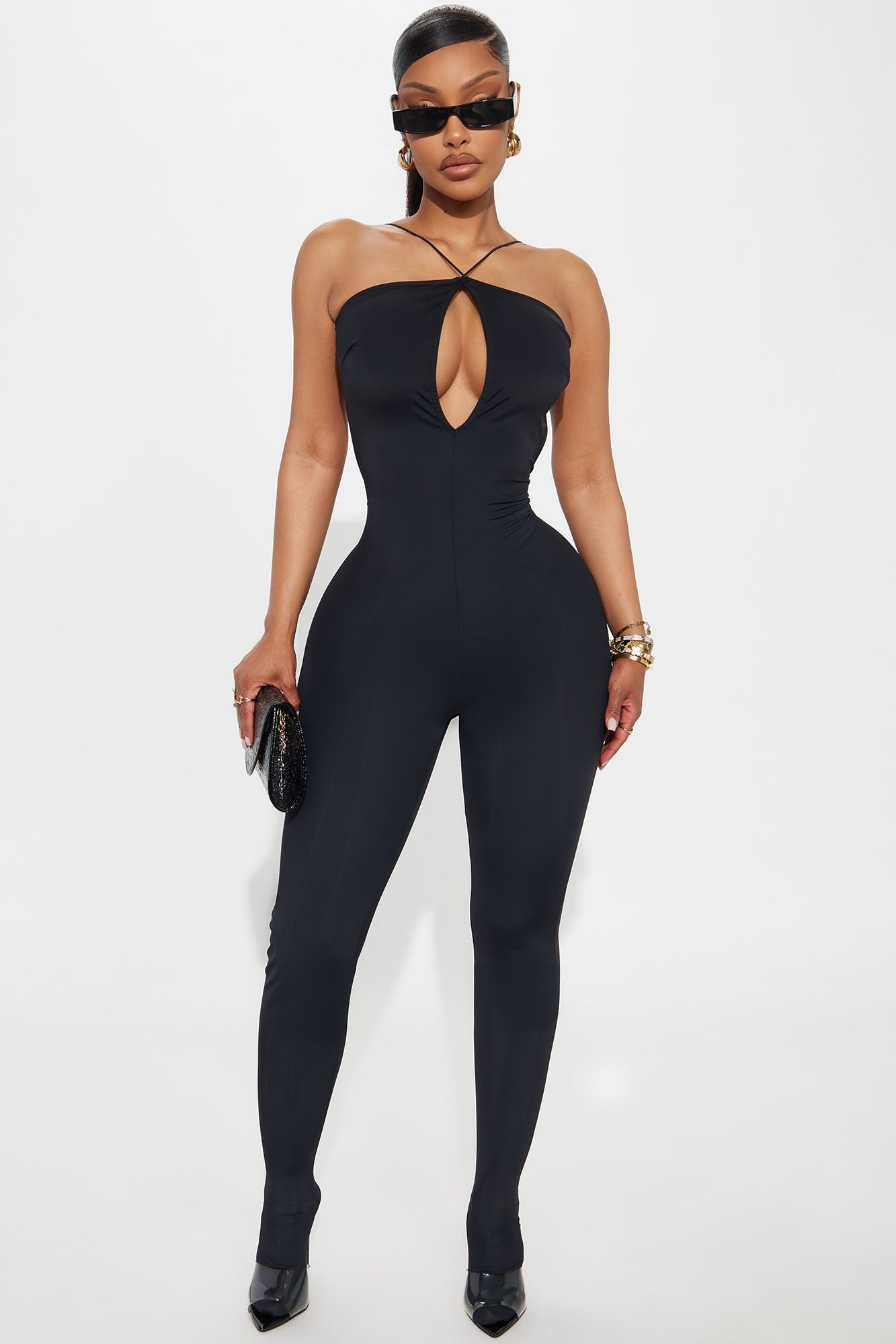 Isla Footed Skinny Jumpsuit - Black