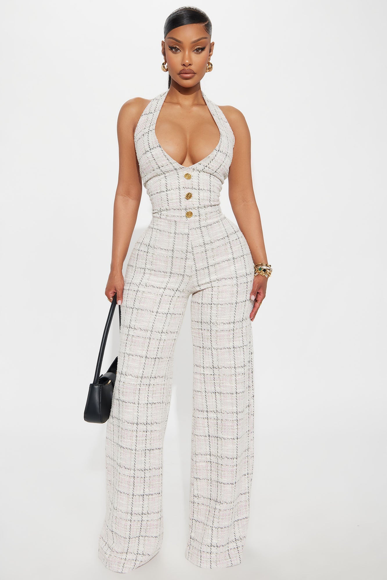 Chelsea Tweed Halter Jumpsuit - Pink
