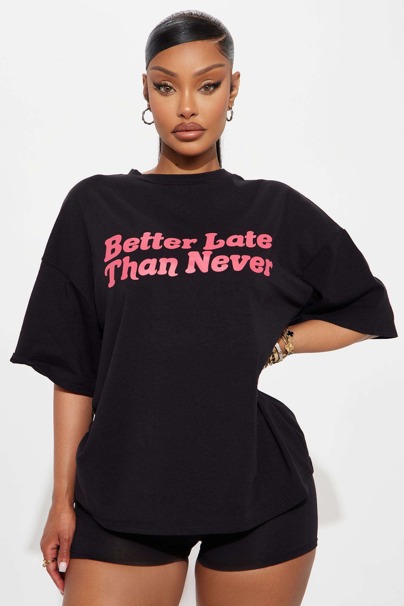 Better Late Than Never Short Set - Black/combo
