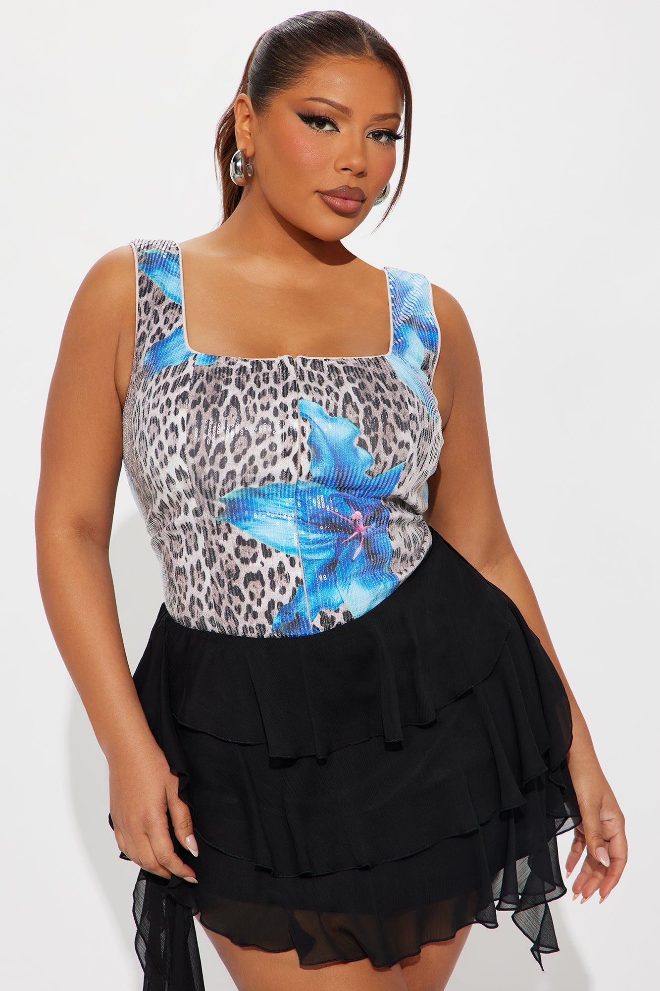 Look My Way Leopard Sequin Top - Leopard