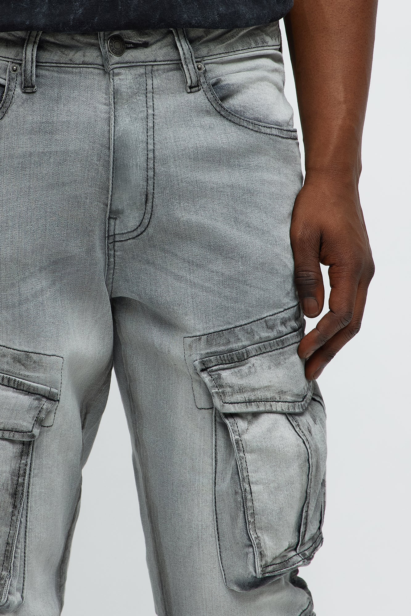 To Ashes Skinny Cargo Jeans - Grey