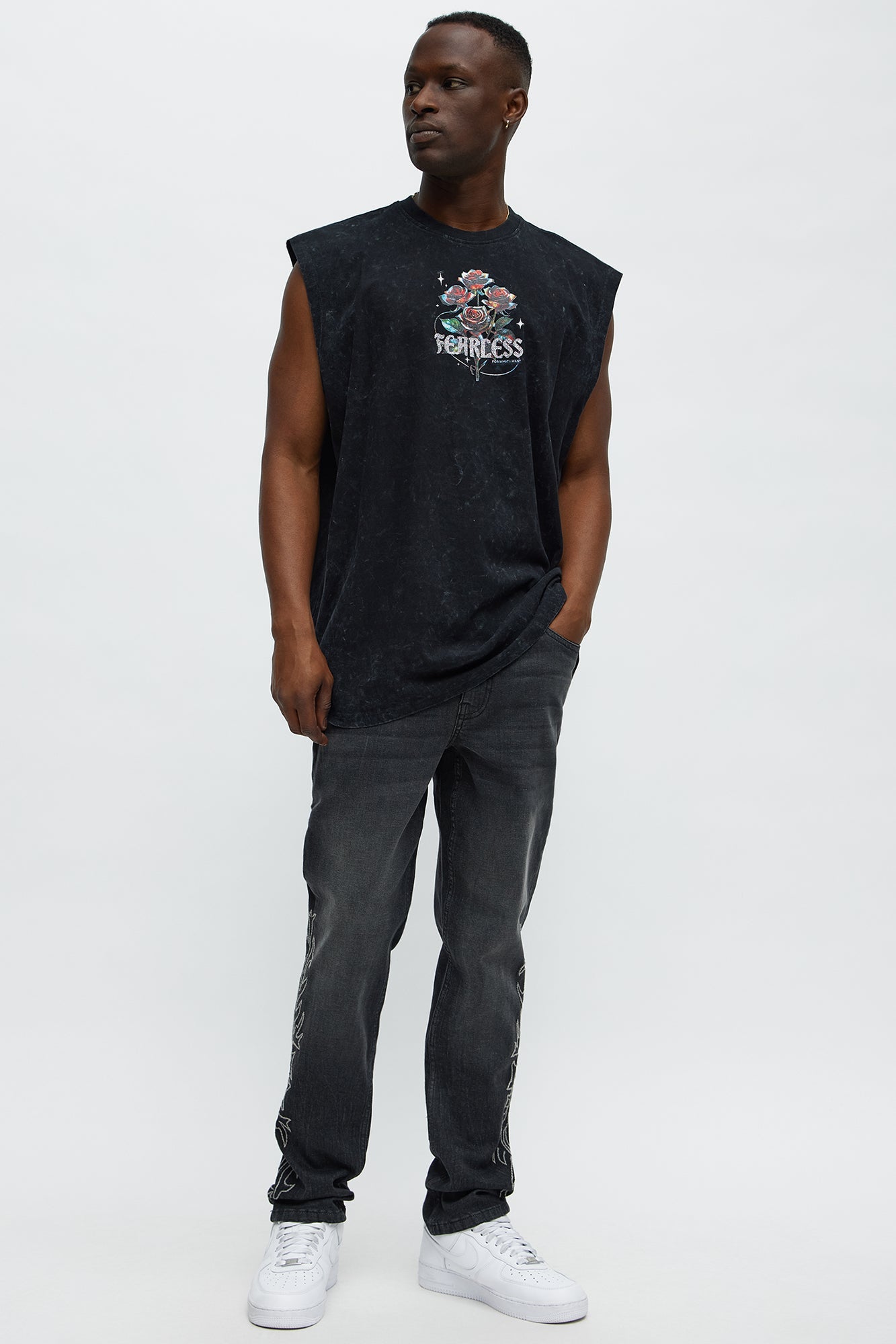 Be Resilient Embroidered Skinny Jeans - Black Wash