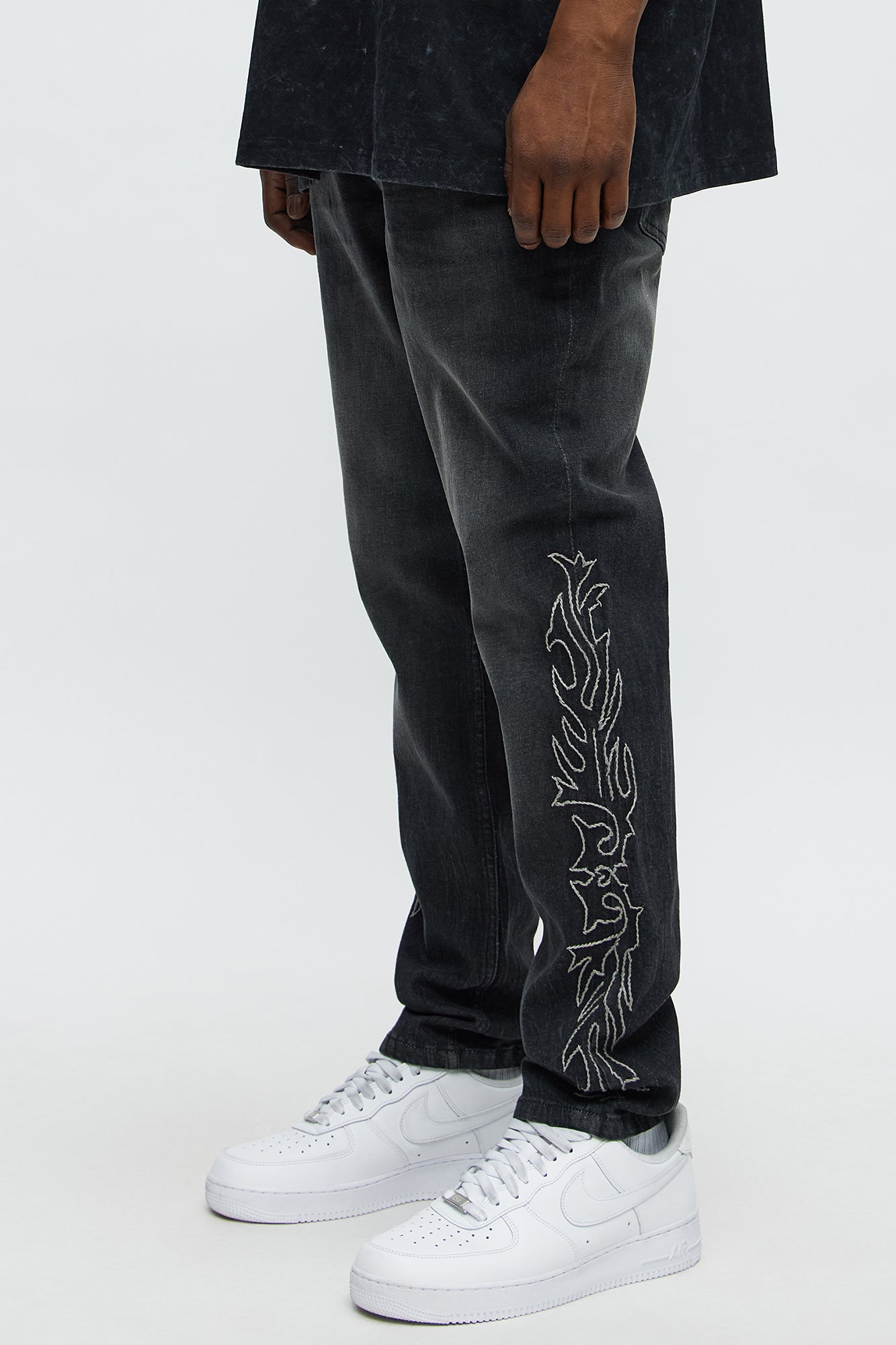 Be Resilient Embroidered Skinny Jeans - Black Wash