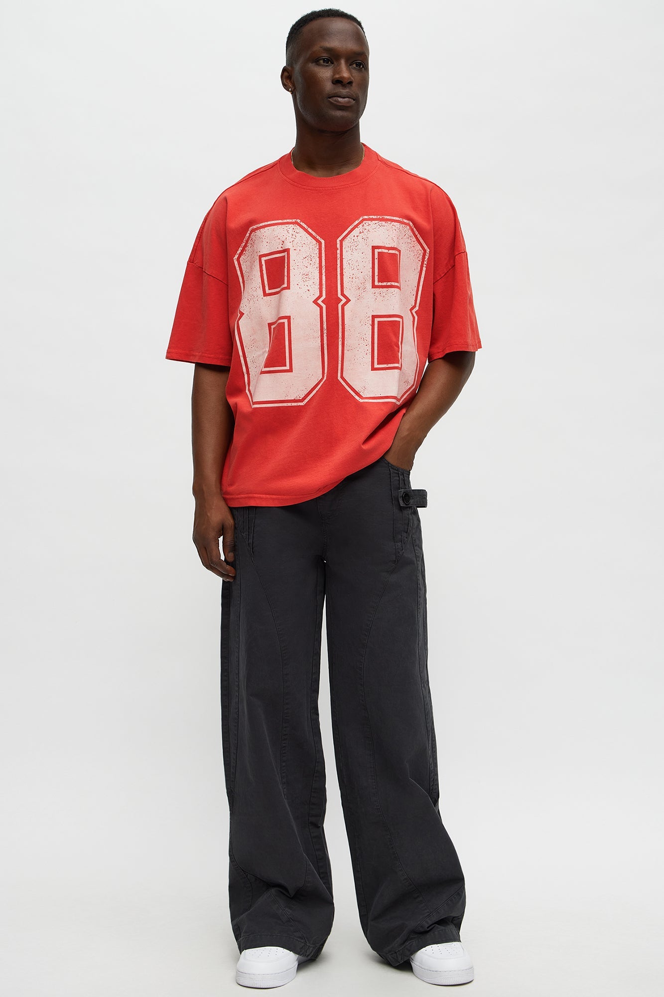 88 Oversized Short Sleeve Tee - Red