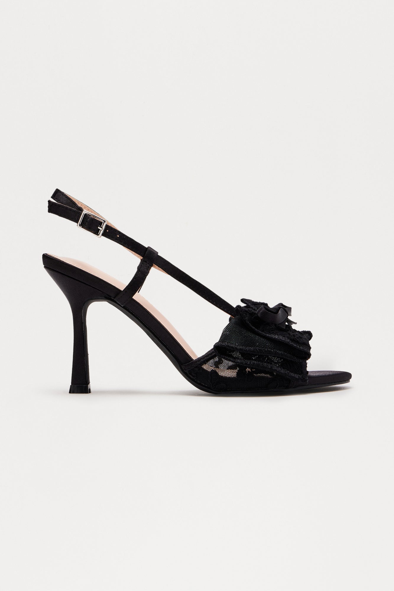 Dovey Bow Slingback Heels - Black