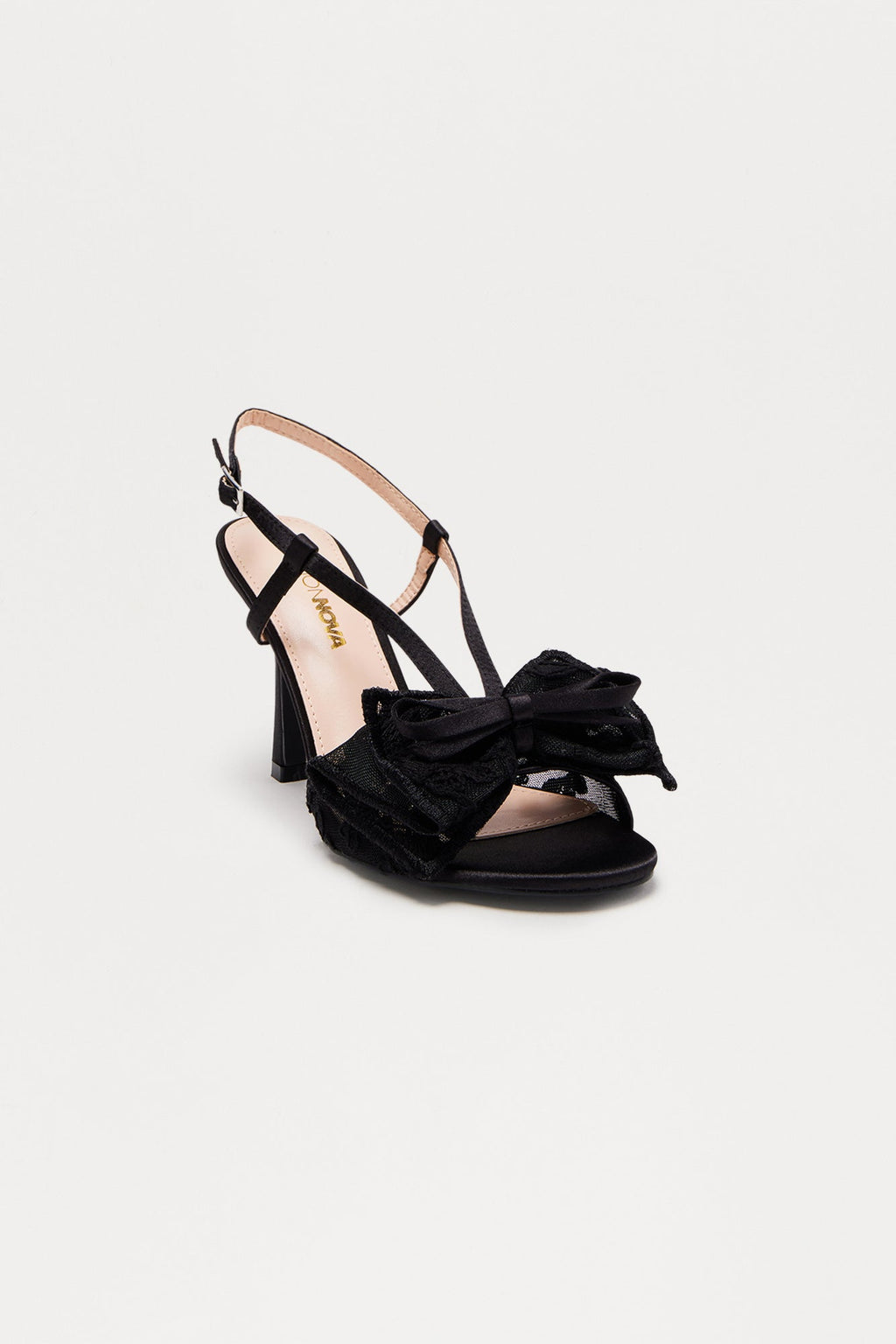 Dovey Bow Slingback Heels - Black