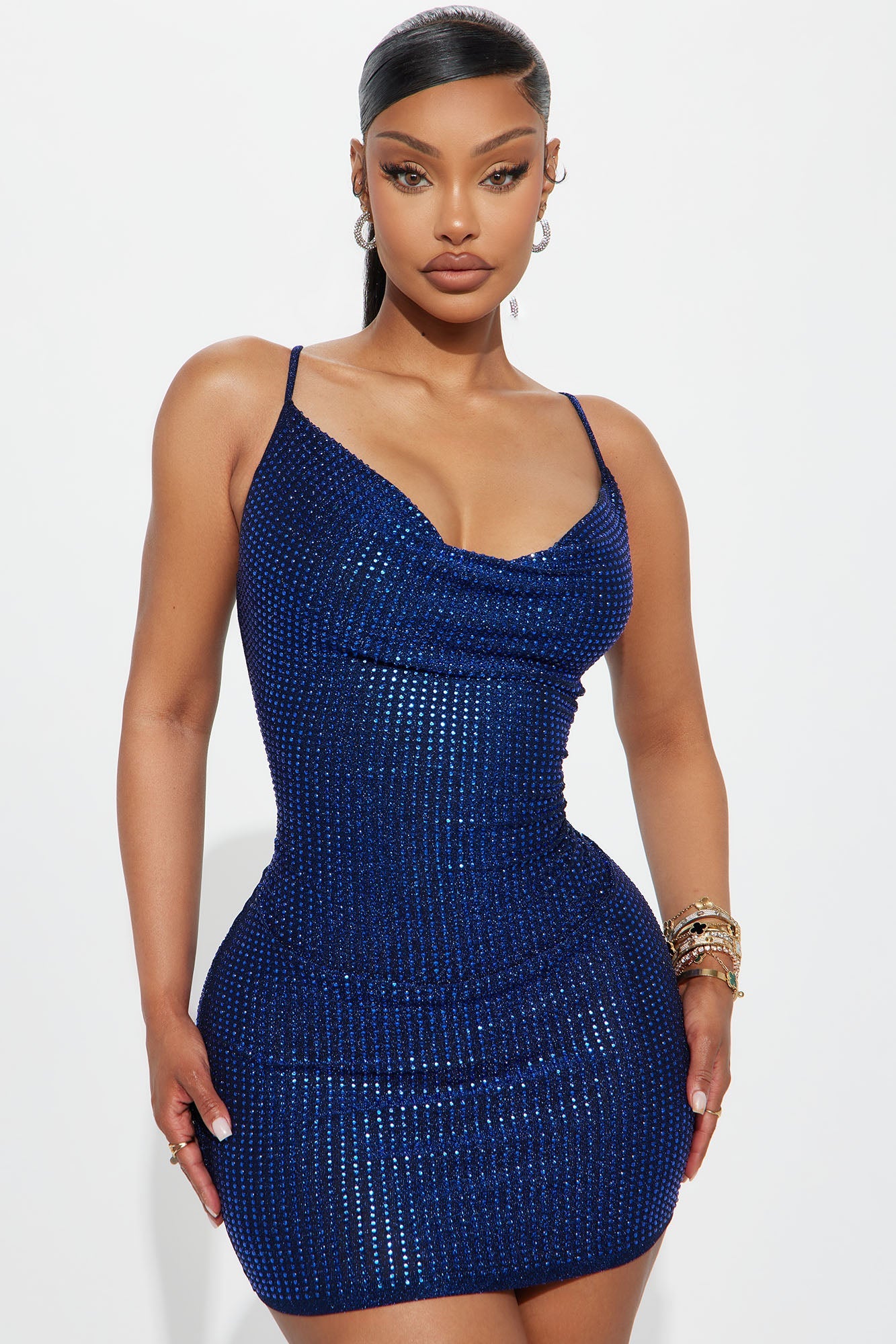 Sparkle City Embellished Mini Dress - Blue