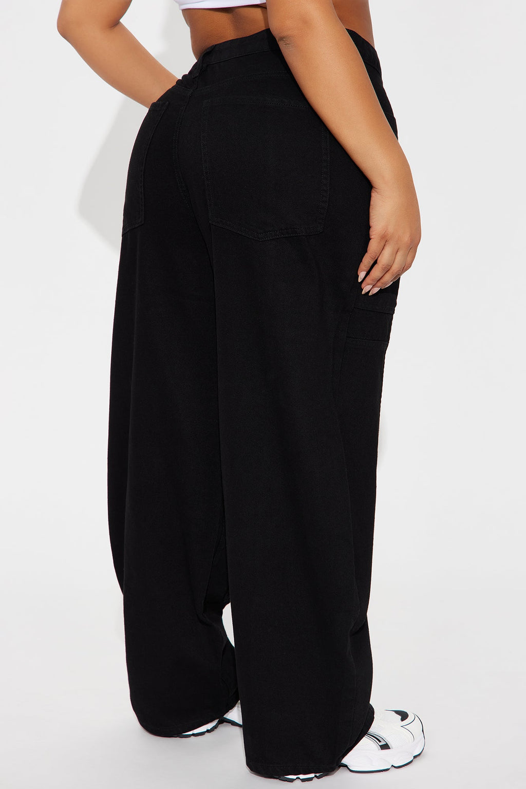 Alexandra Cargo Twill Wide Leg Barrel Pant - Black Wash