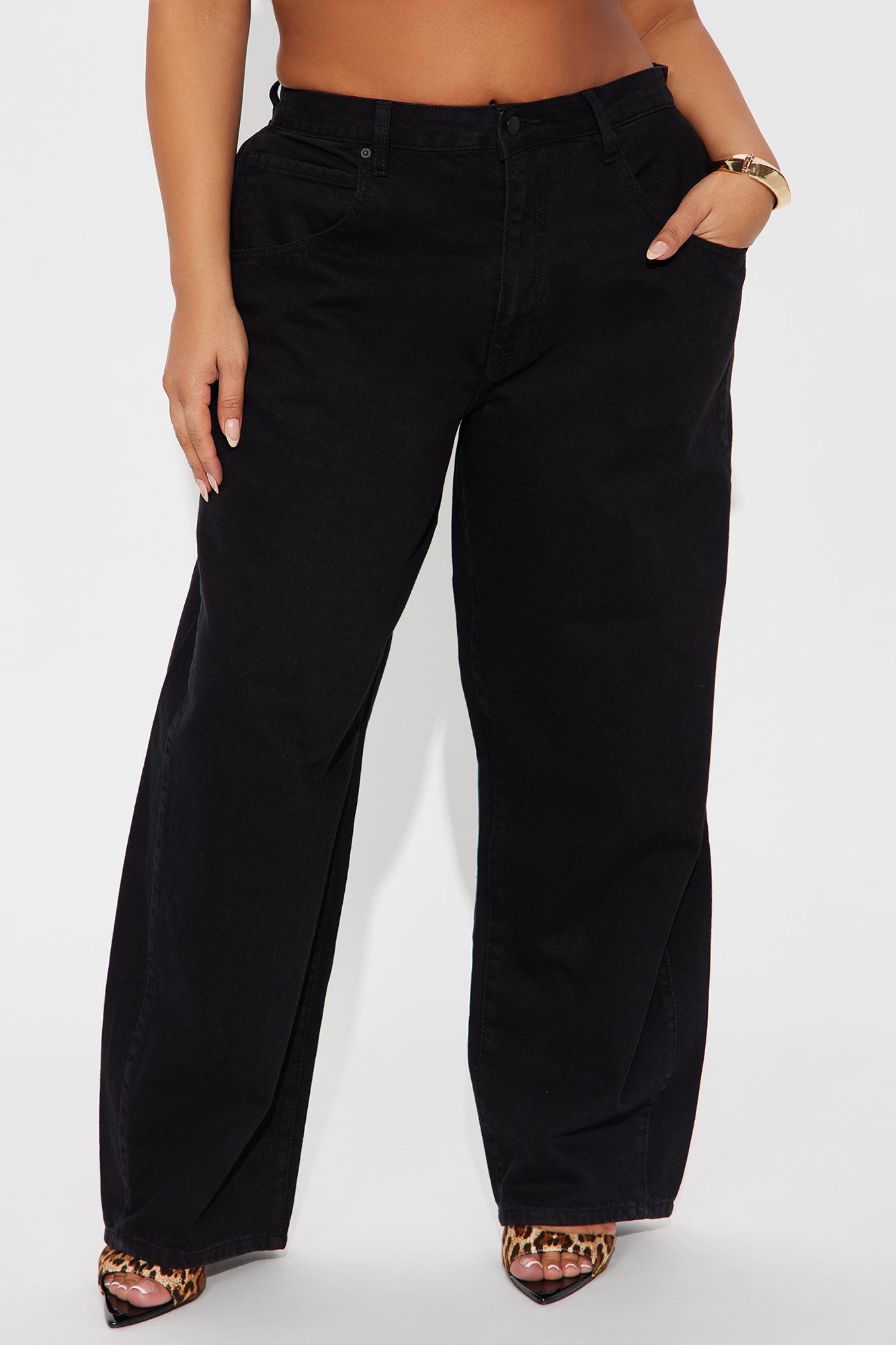 Alexandra Twill Wide Leg Barrel Pant - Black