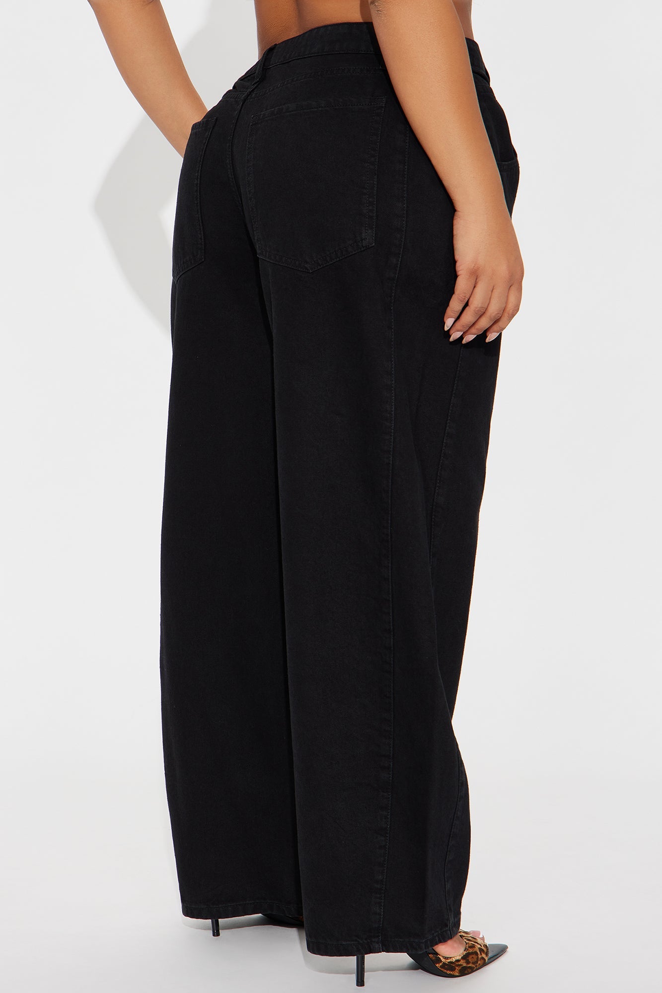 Alexandra Twill Wide Leg Barrel Pant - Black