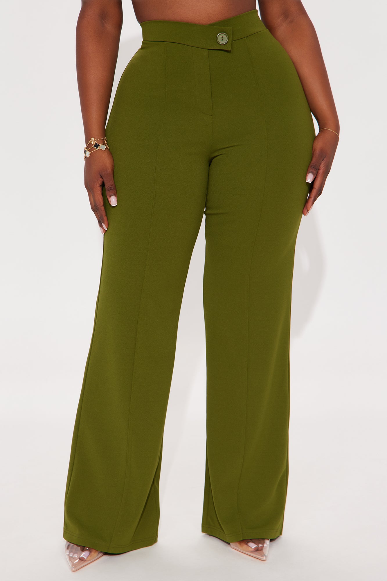 Call It Even Wide Leg Dress Pants - Olive