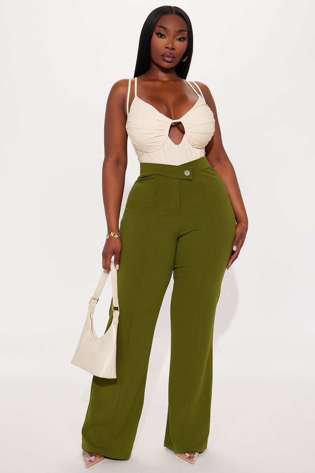 Call It Even Wide Leg Dress Pants - Olive