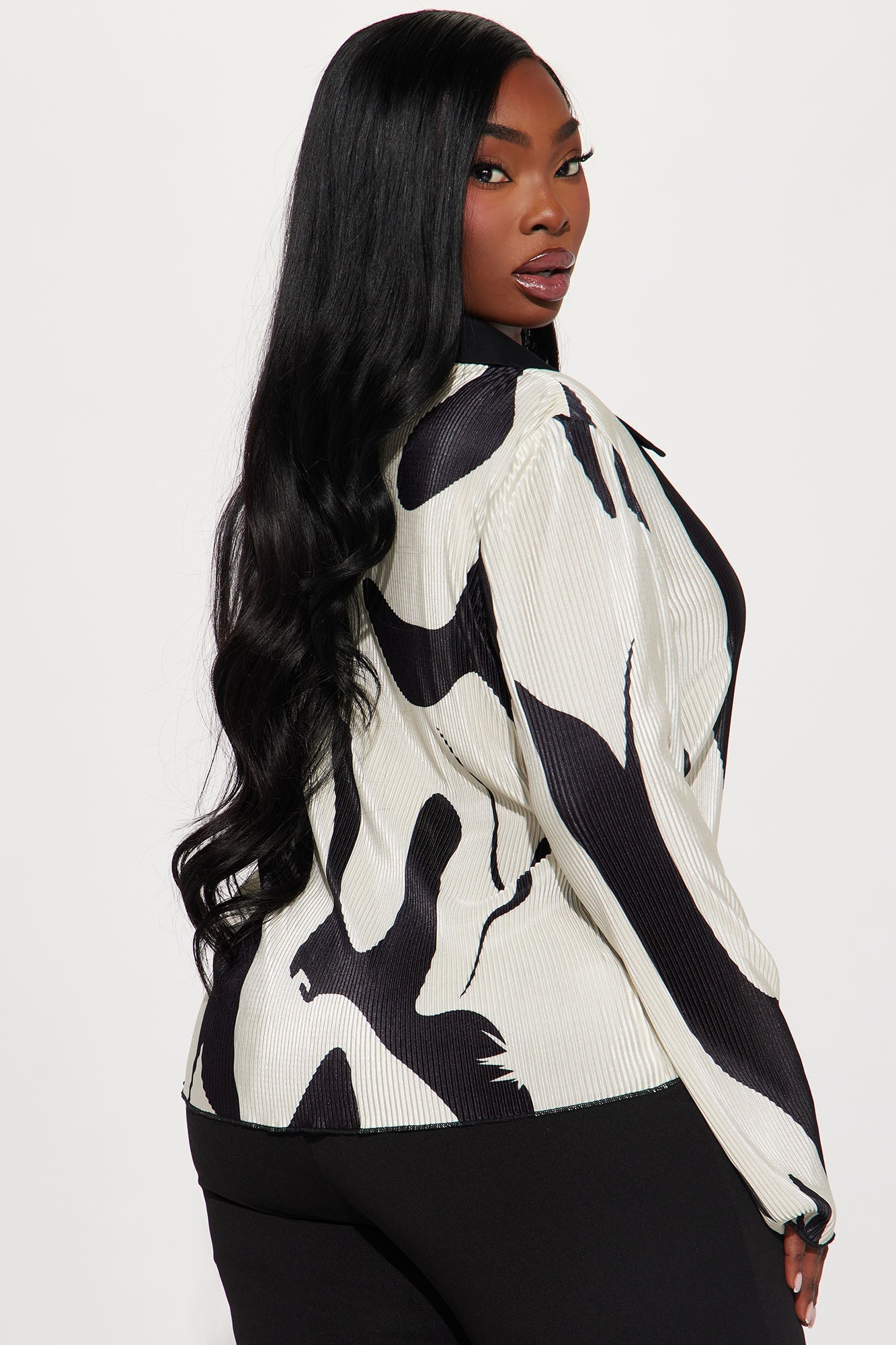 Zahara Button Up Top - Black/White