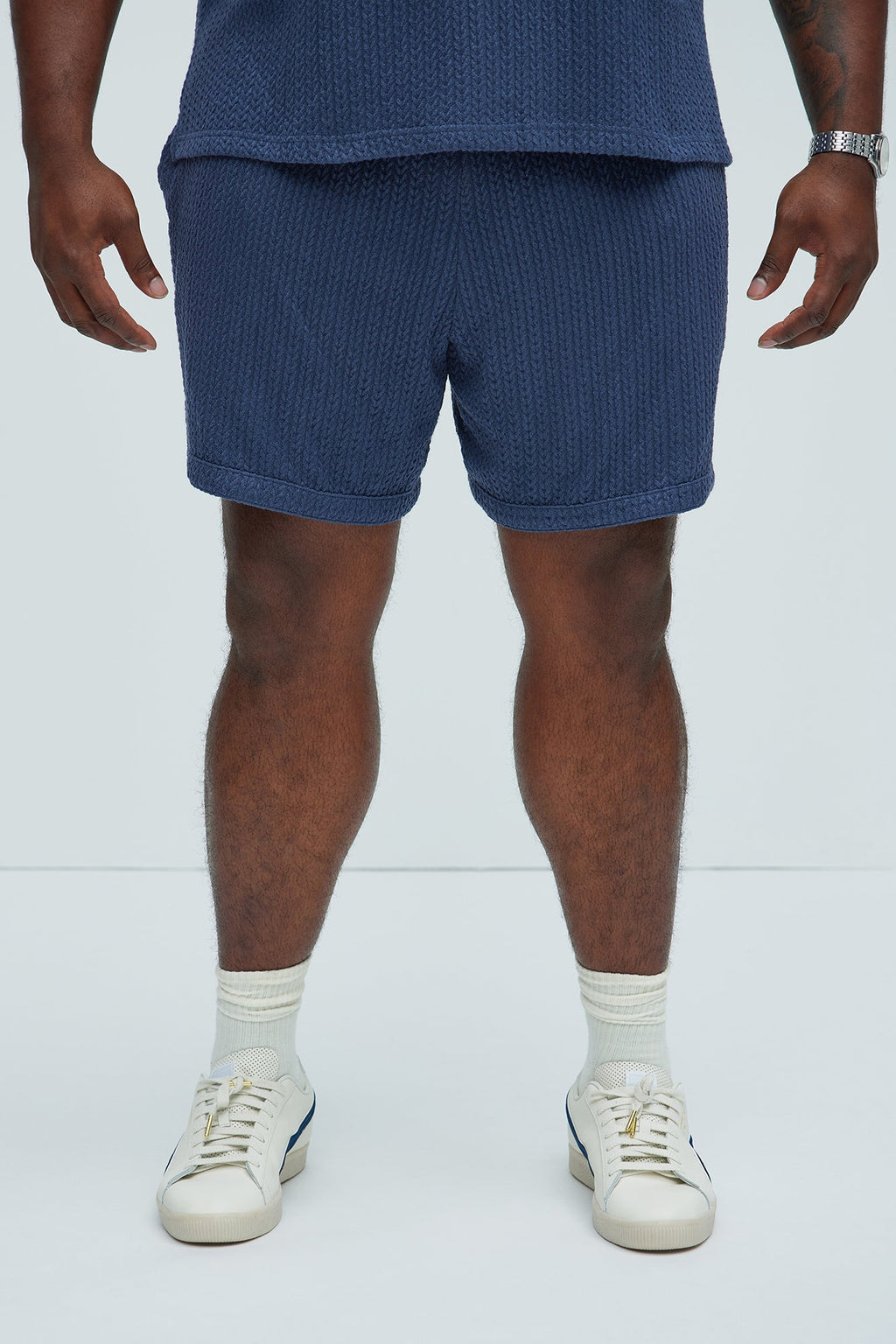 Catanina Textured Shorts - Navy