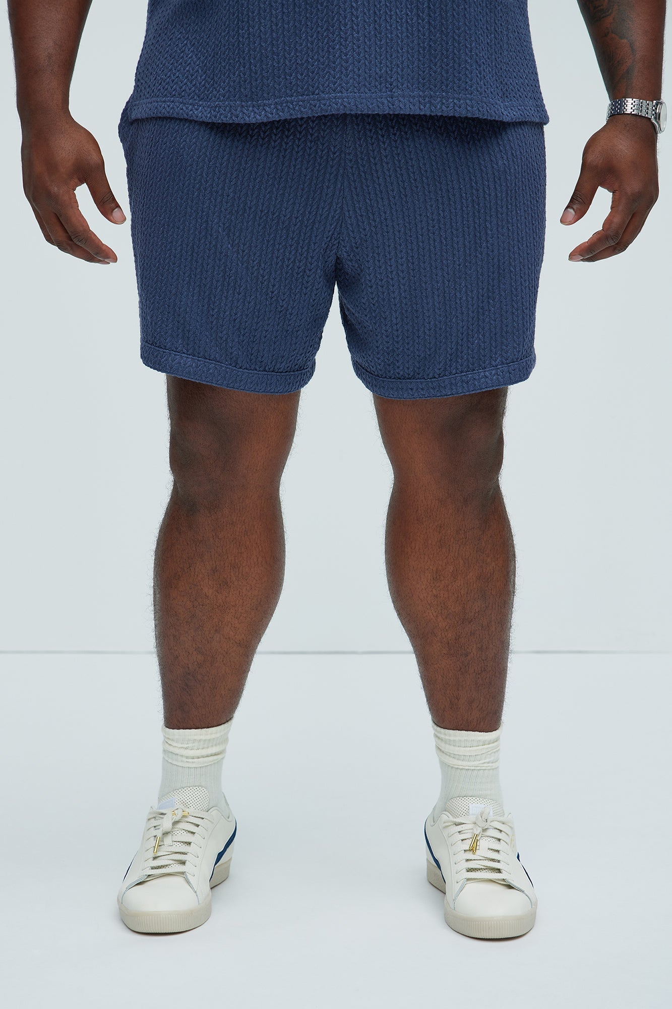 Catanina Textured Shorts - Navy