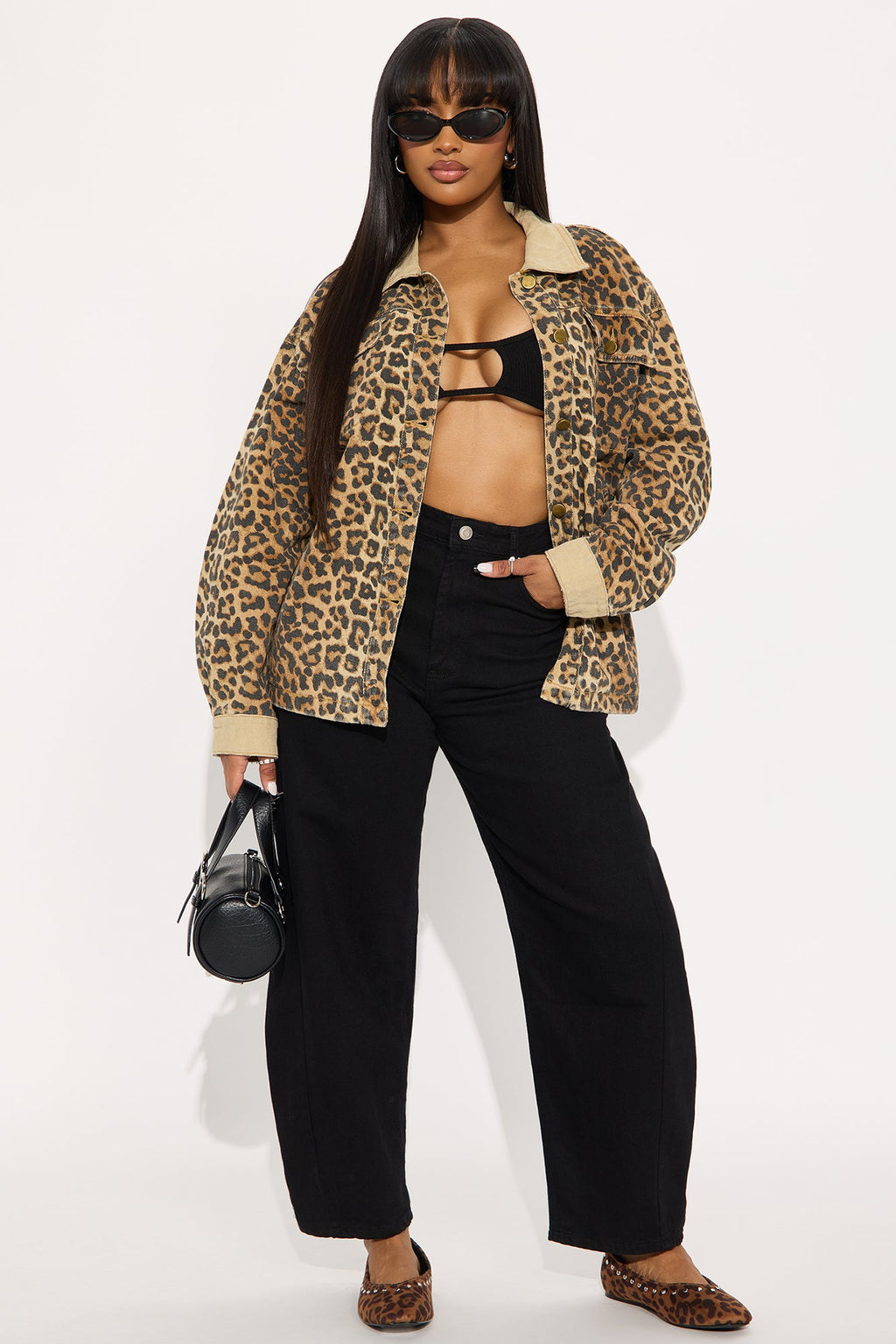 Denise Oversized Leopard Barn Jacket - Brown/combo