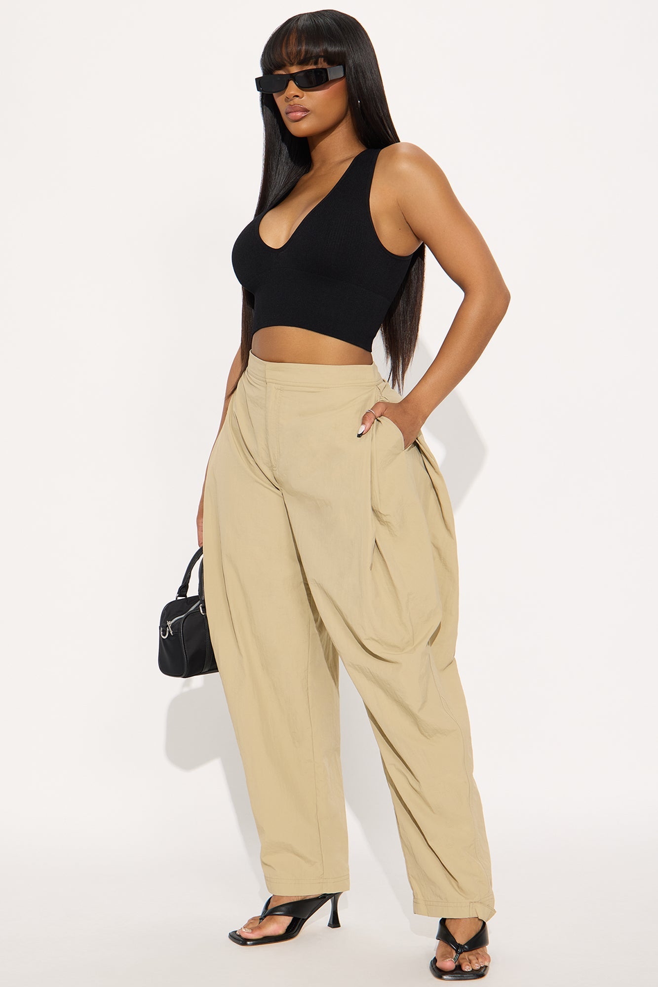 Nylon Windbreaker Pant - Taupe