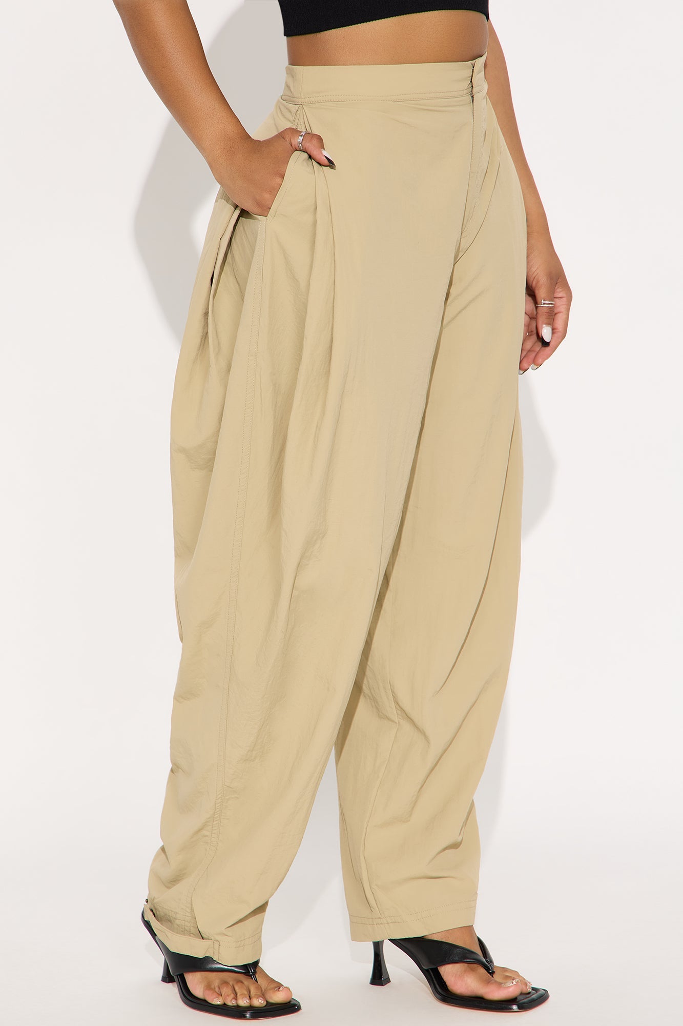 Nylon Windbreaker Pant - Taupe