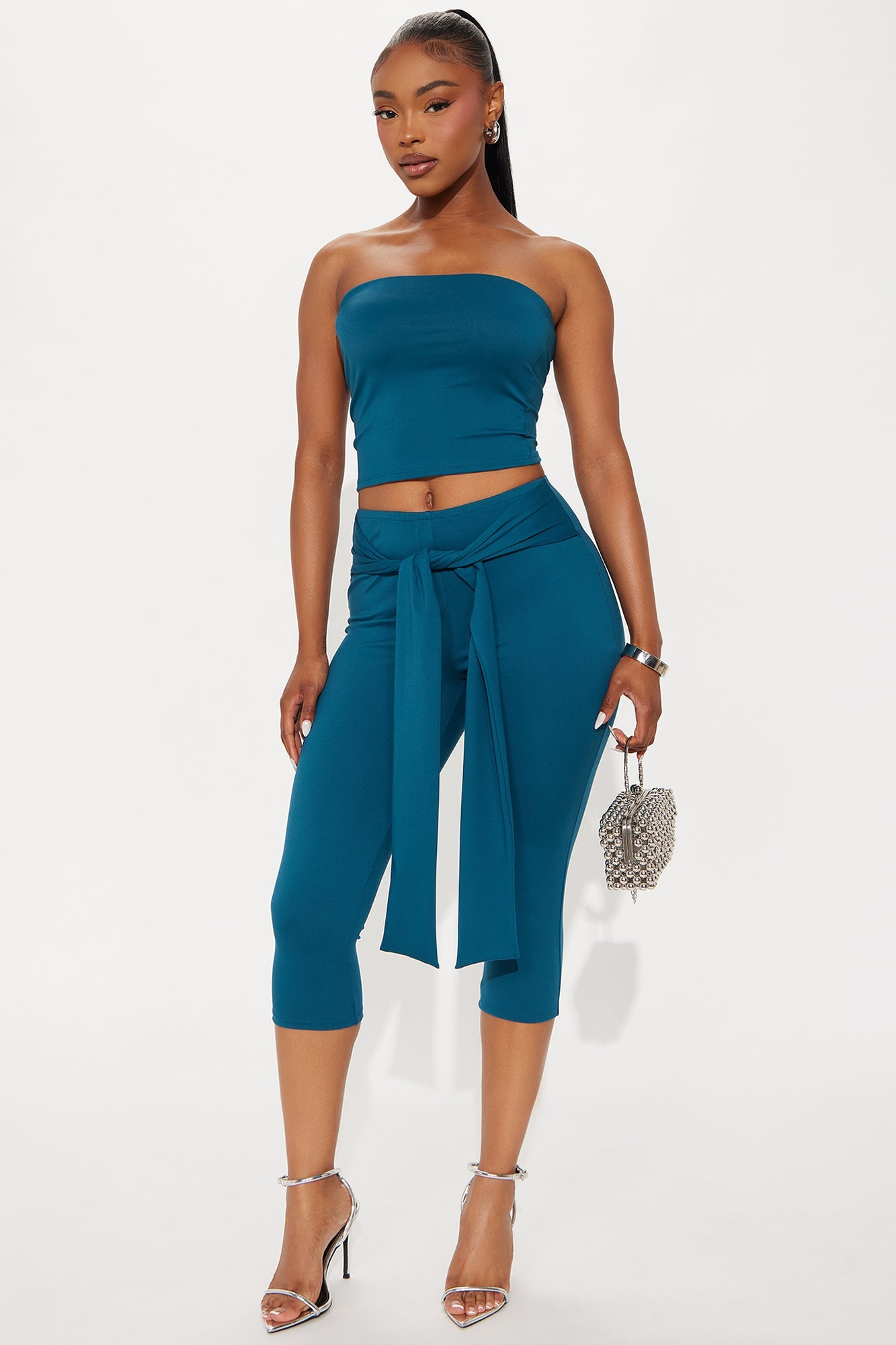 Knot Your Babe Capri Set - Teal