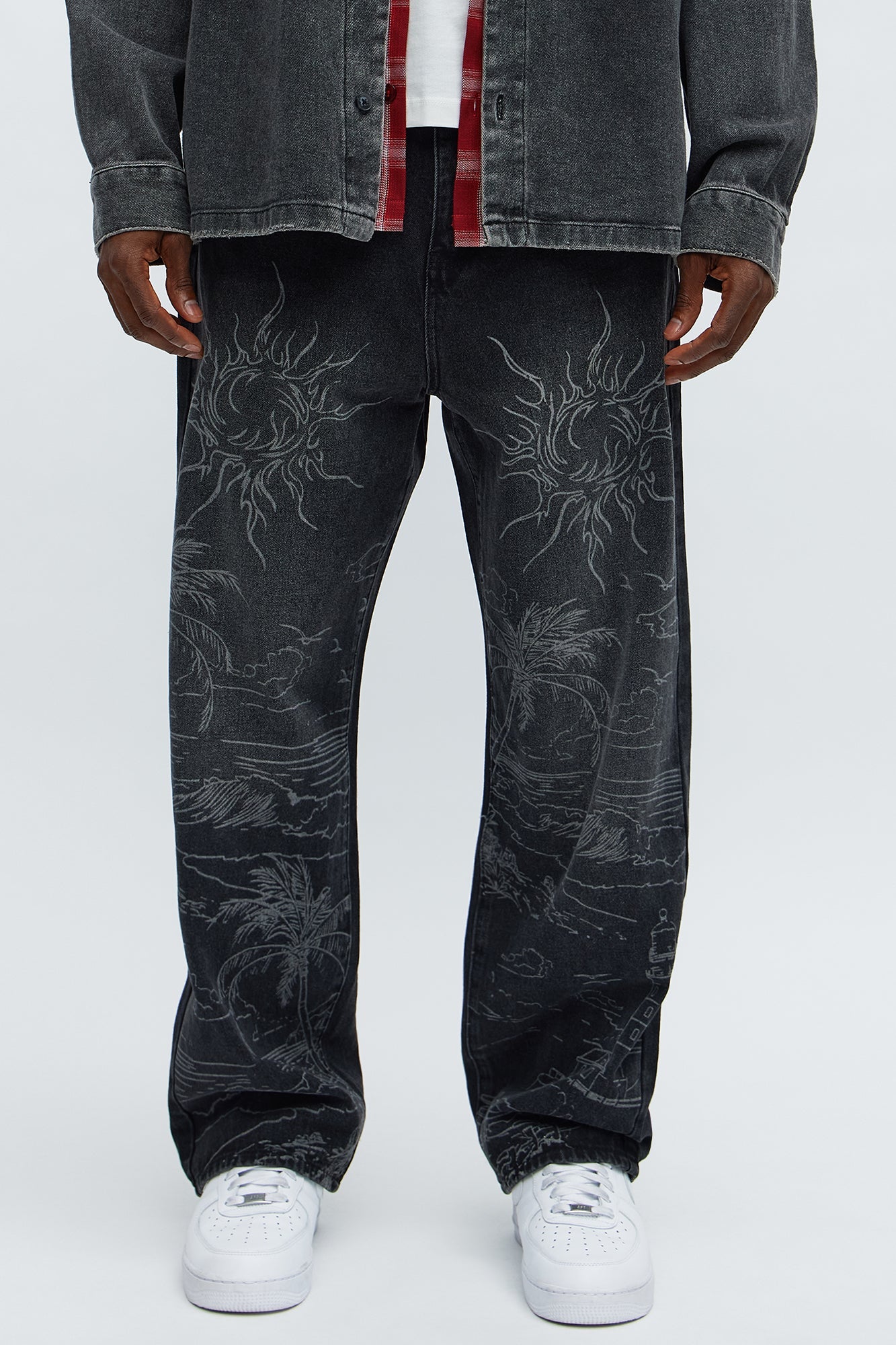 Baggy You Know The Vibes Be Chill Jeans - Black Wash