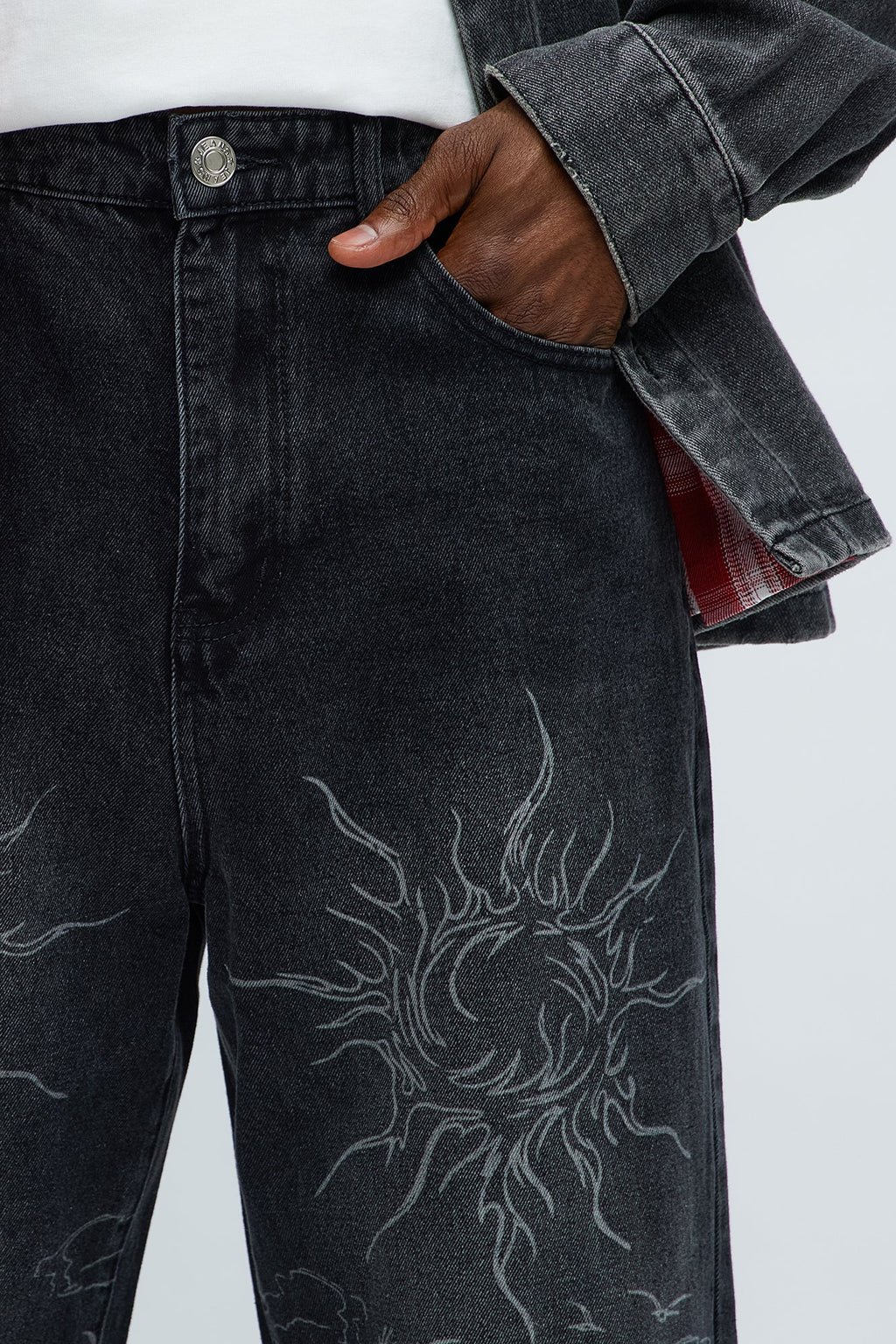 Baggy You Know The Vibes Be Chill Jeans - Black Wash