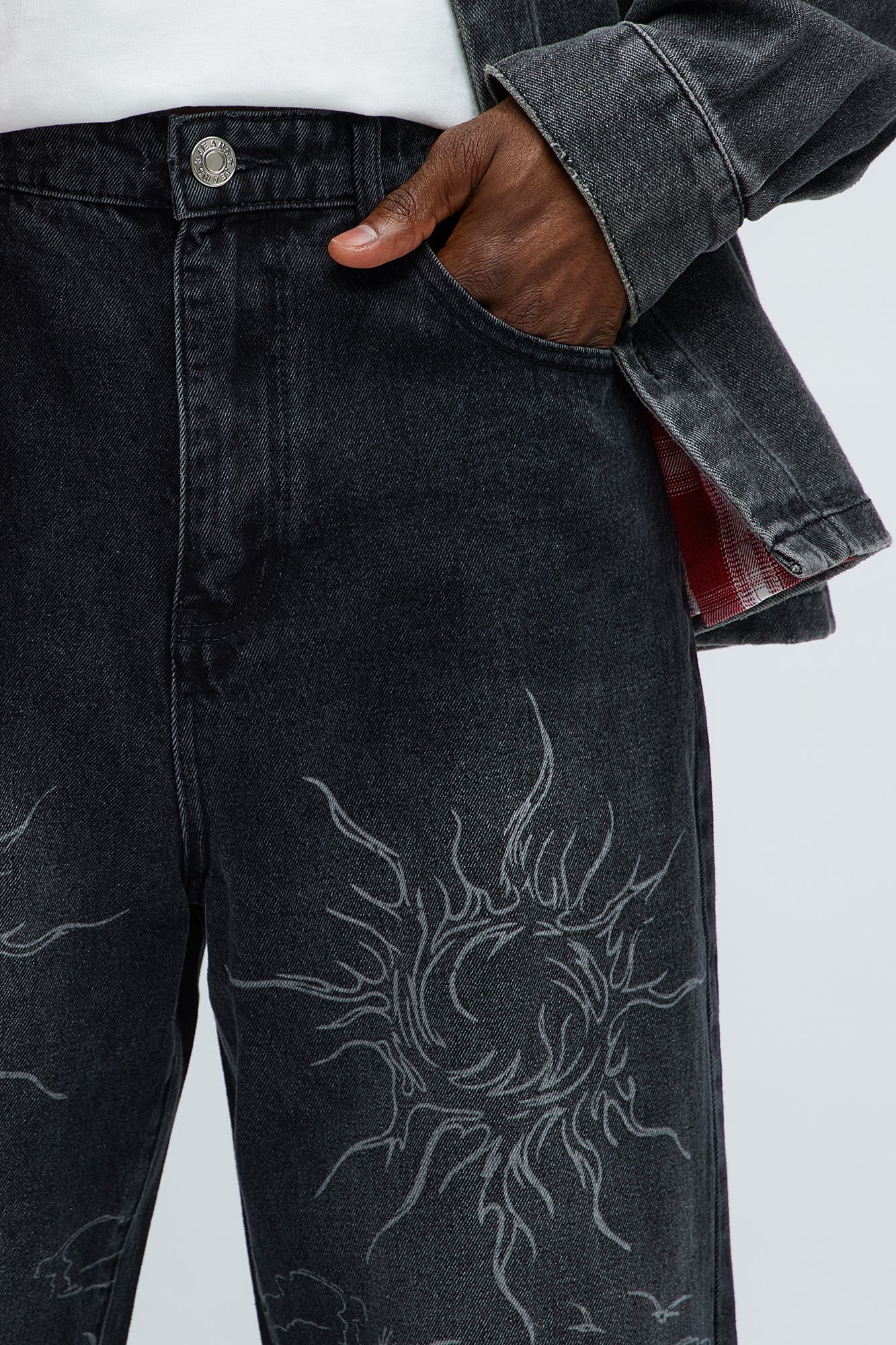 Baggy You Know The Vibes Be Chill Jeans - Black Wash