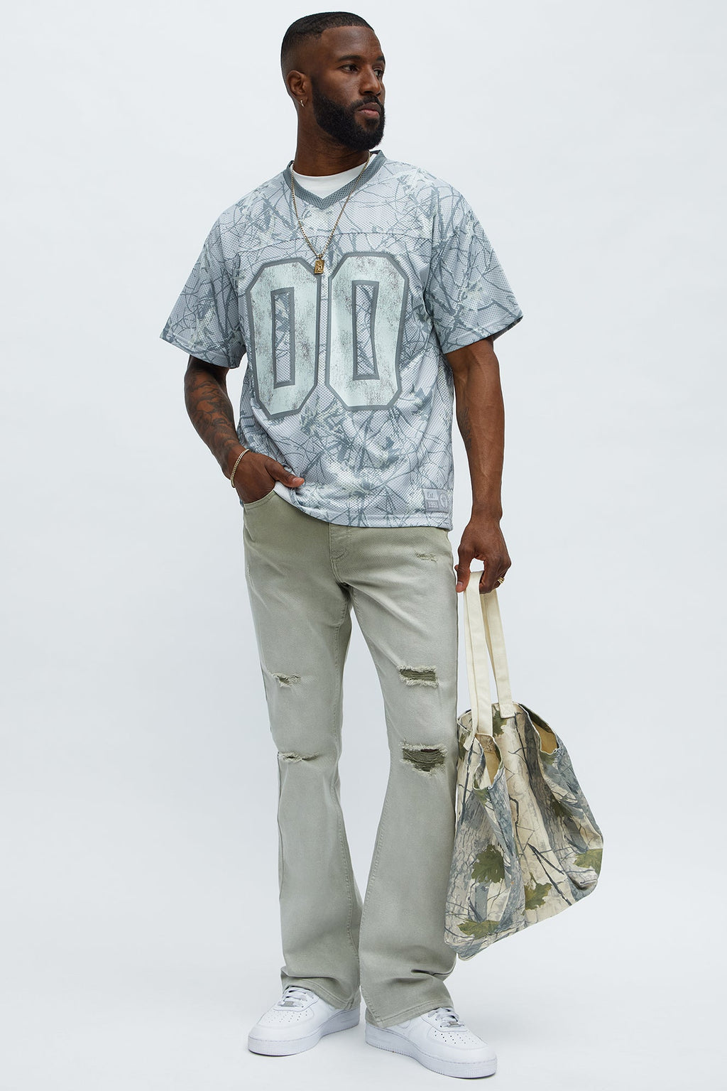Stacked Skinny Flare Meet Me Halfway Ripped Jeans - Grey/combo
