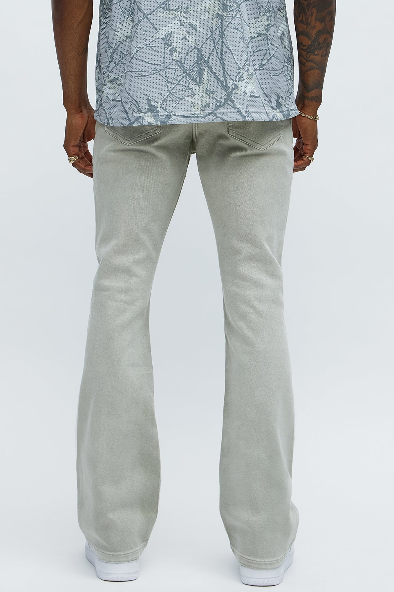 Stacked Skinny Flare Meet Me Halfway Ripped Jeans - Grey/combo