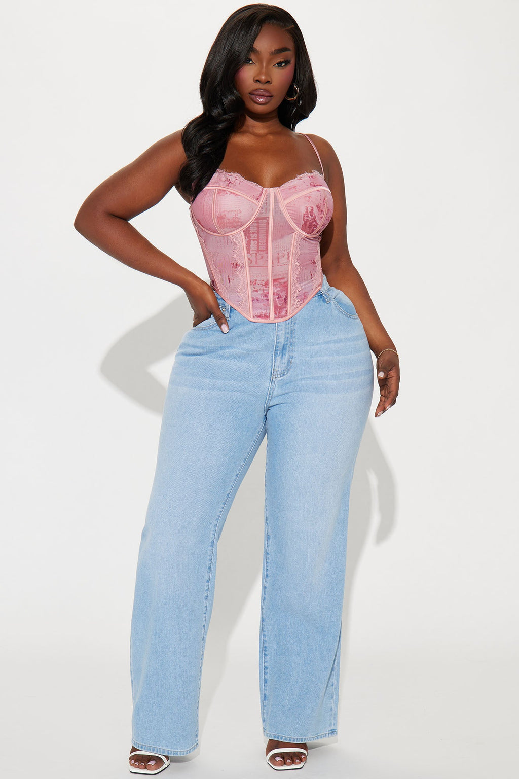 You've Got The Love Mesh Corset Top - Pink/combo