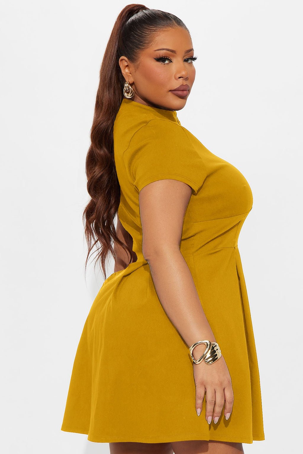 Too Busy To Care Mini Dress - Mustard
