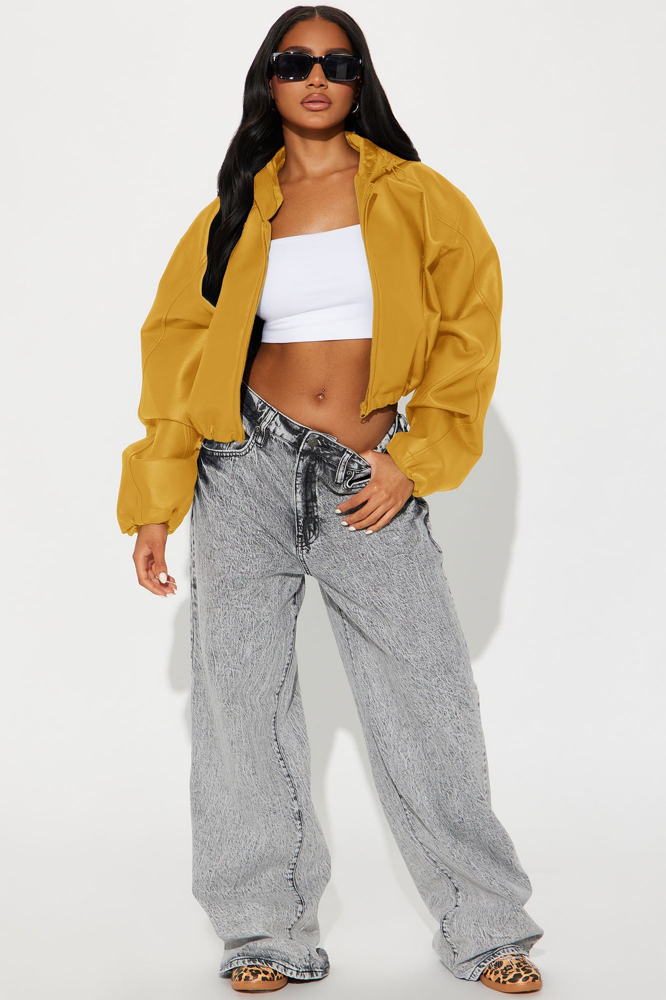 Young Mogul Faux Leather Jacket - Mustard