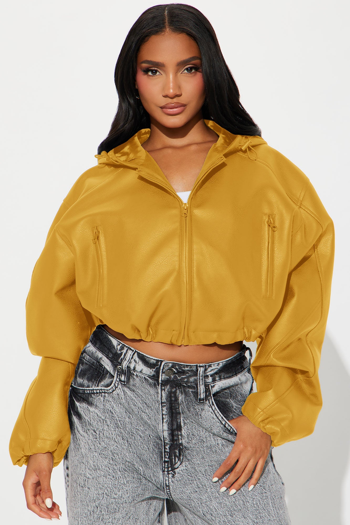 Young Mogul Faux Leather Jacket - Mustard