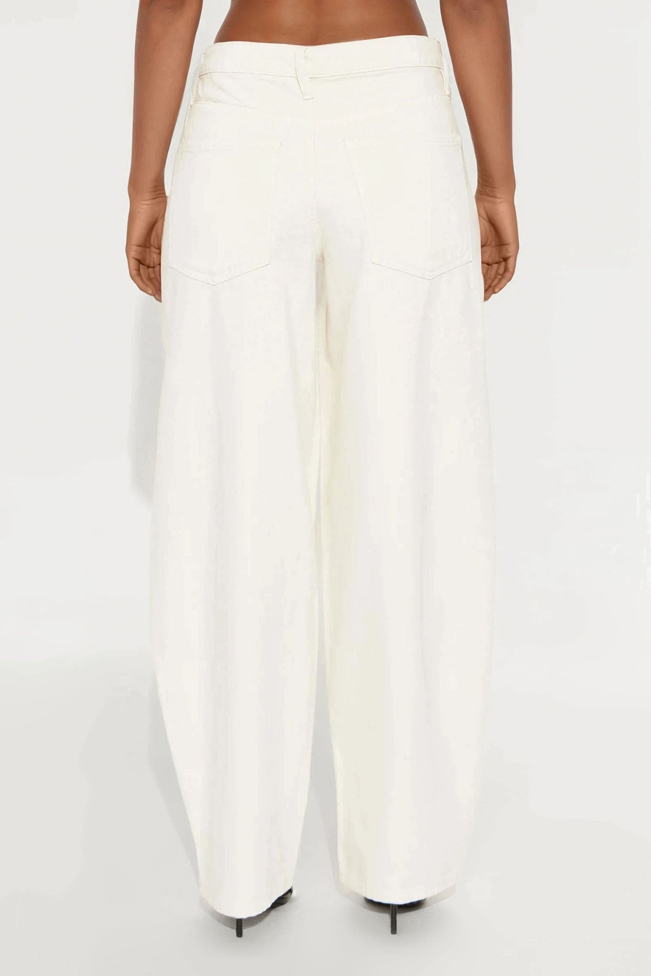 Alexandra Cargo Twill Wide Leg Barrel Pant - Cream