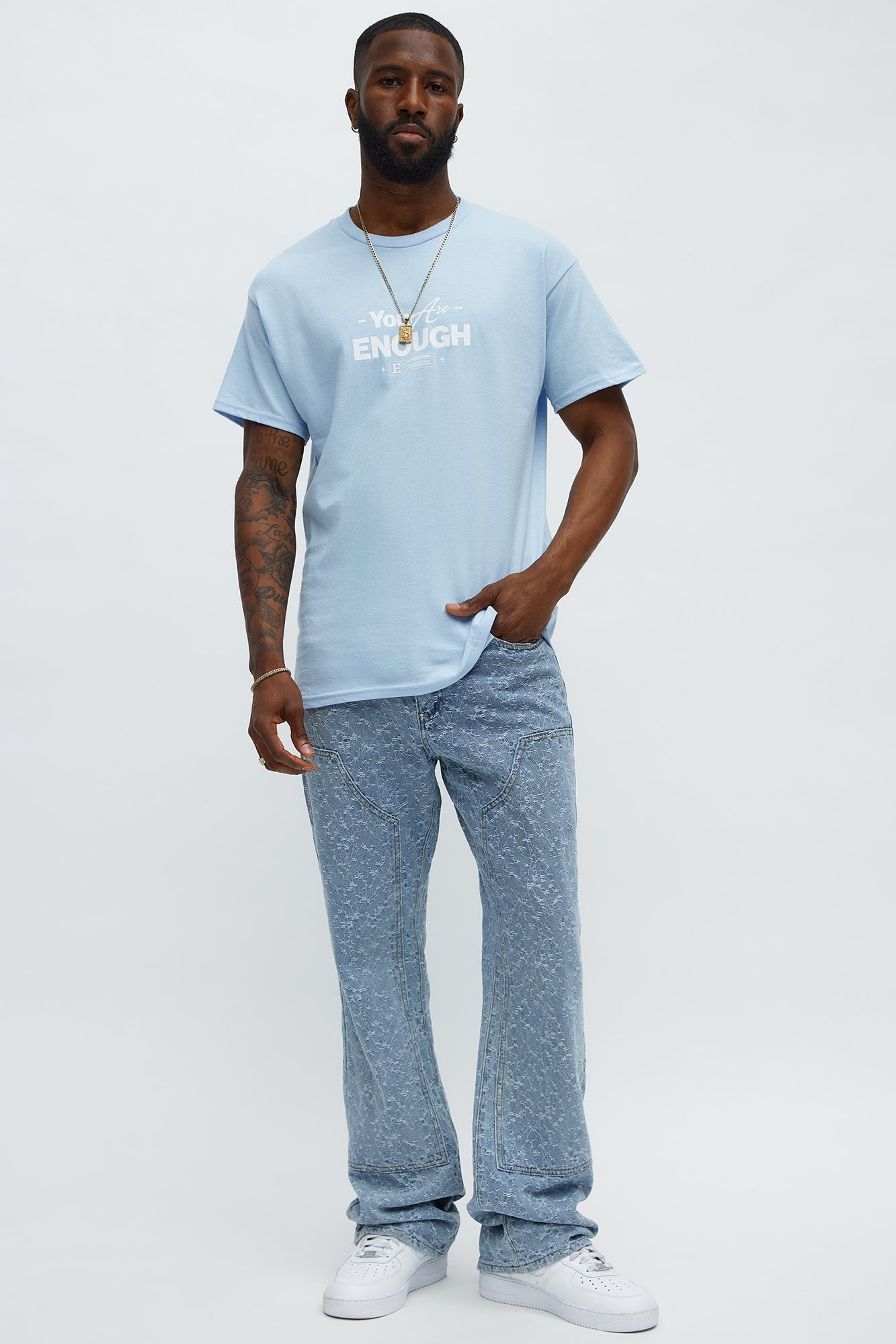 You Are Enough Short Sleeve Tee - Light Blue